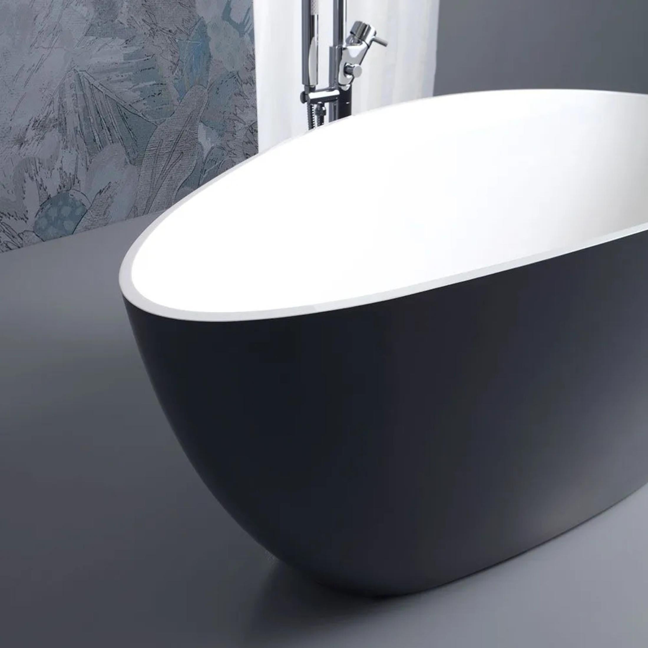 "Roma" freestanding bathtub in recomposed marble, 156x71 cm, 56h