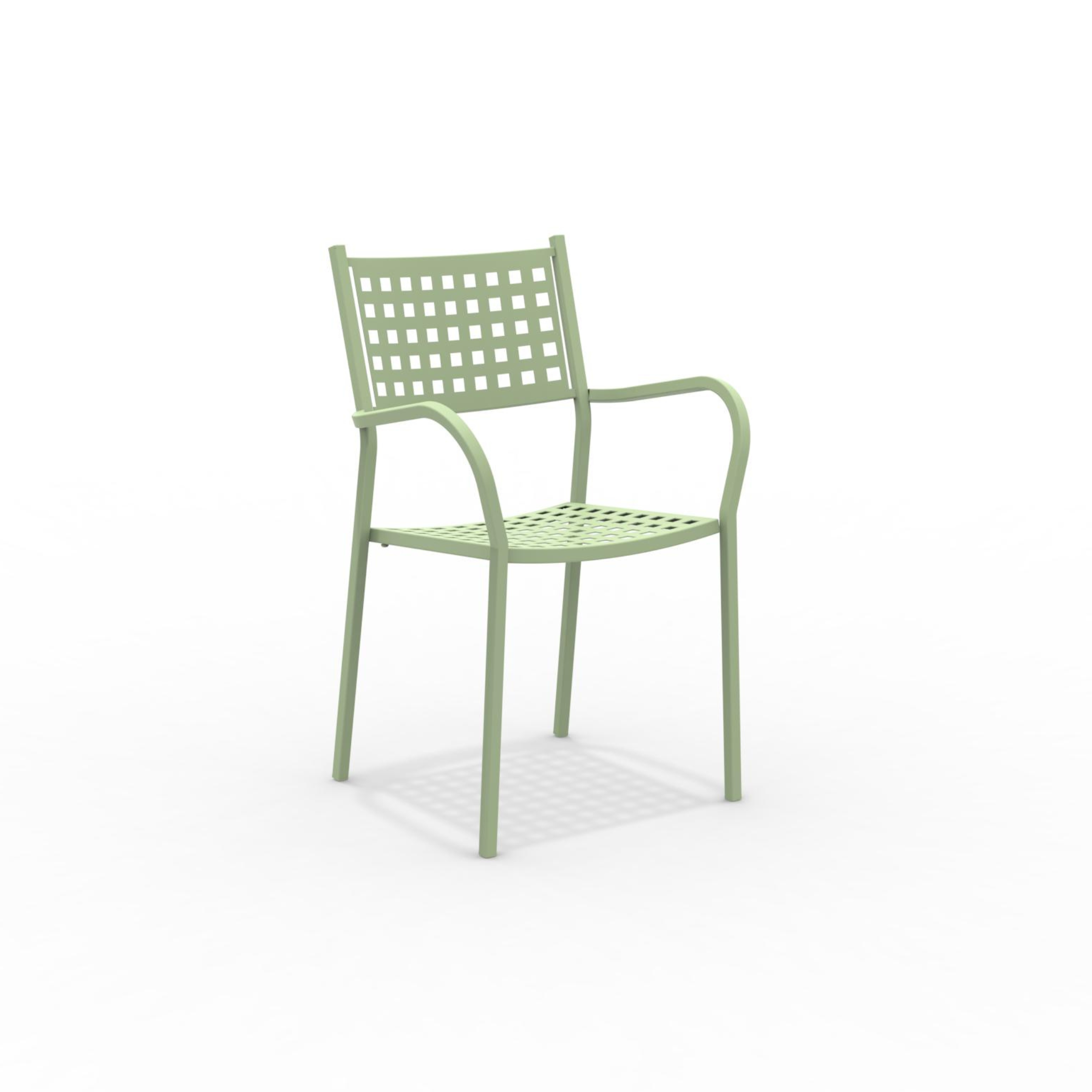 Set of "Alice" metal garden chairs with armrests, stackable, 53x53 cm, 85 cm high.