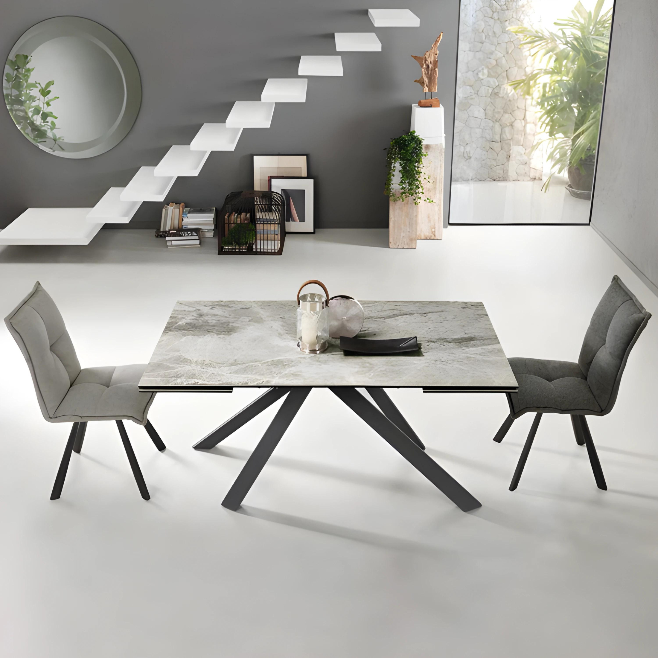 "Caio" modern extendable dining table with porcelain stoneware top