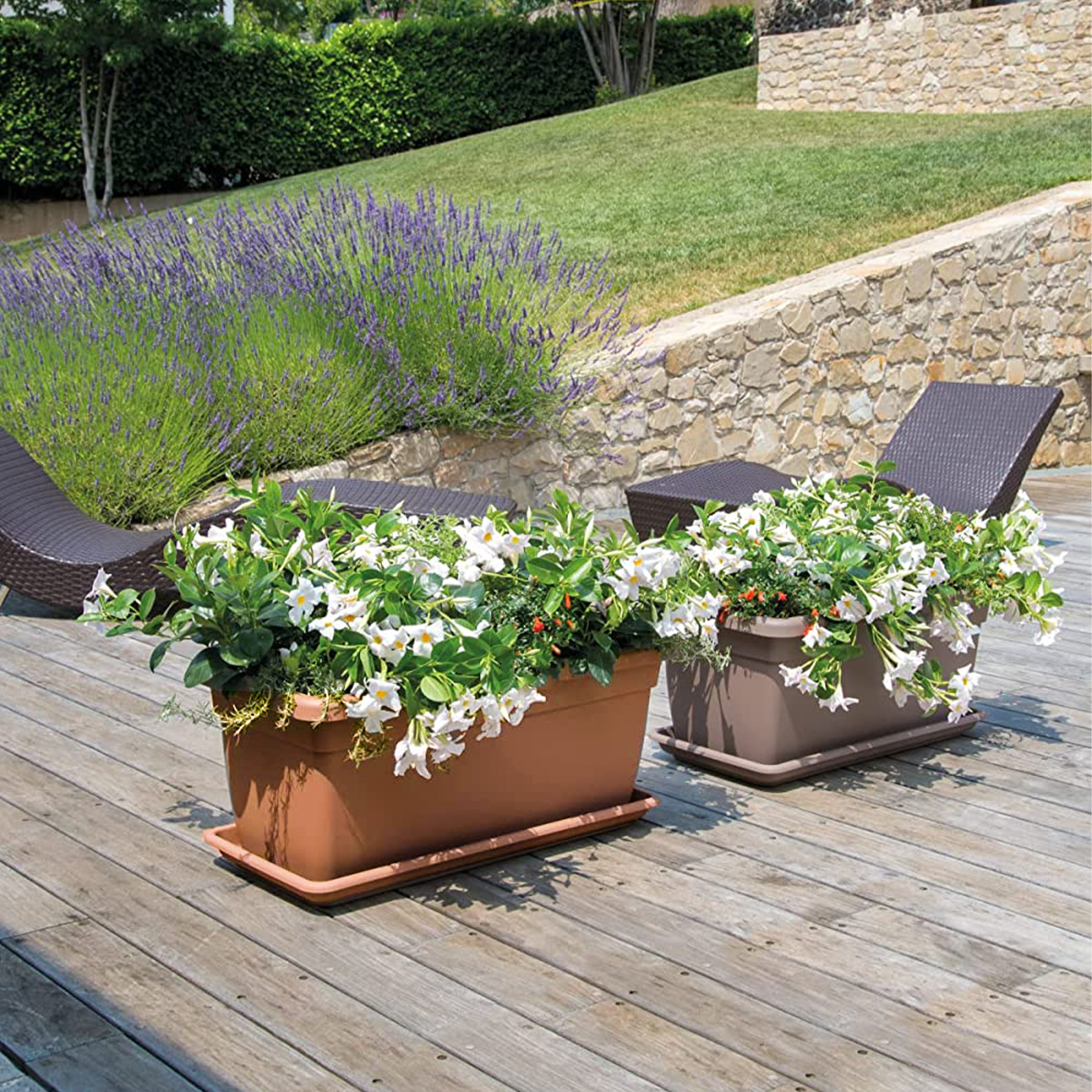 Vaso fioriera in plastica Giunone per esterno con sottovaso