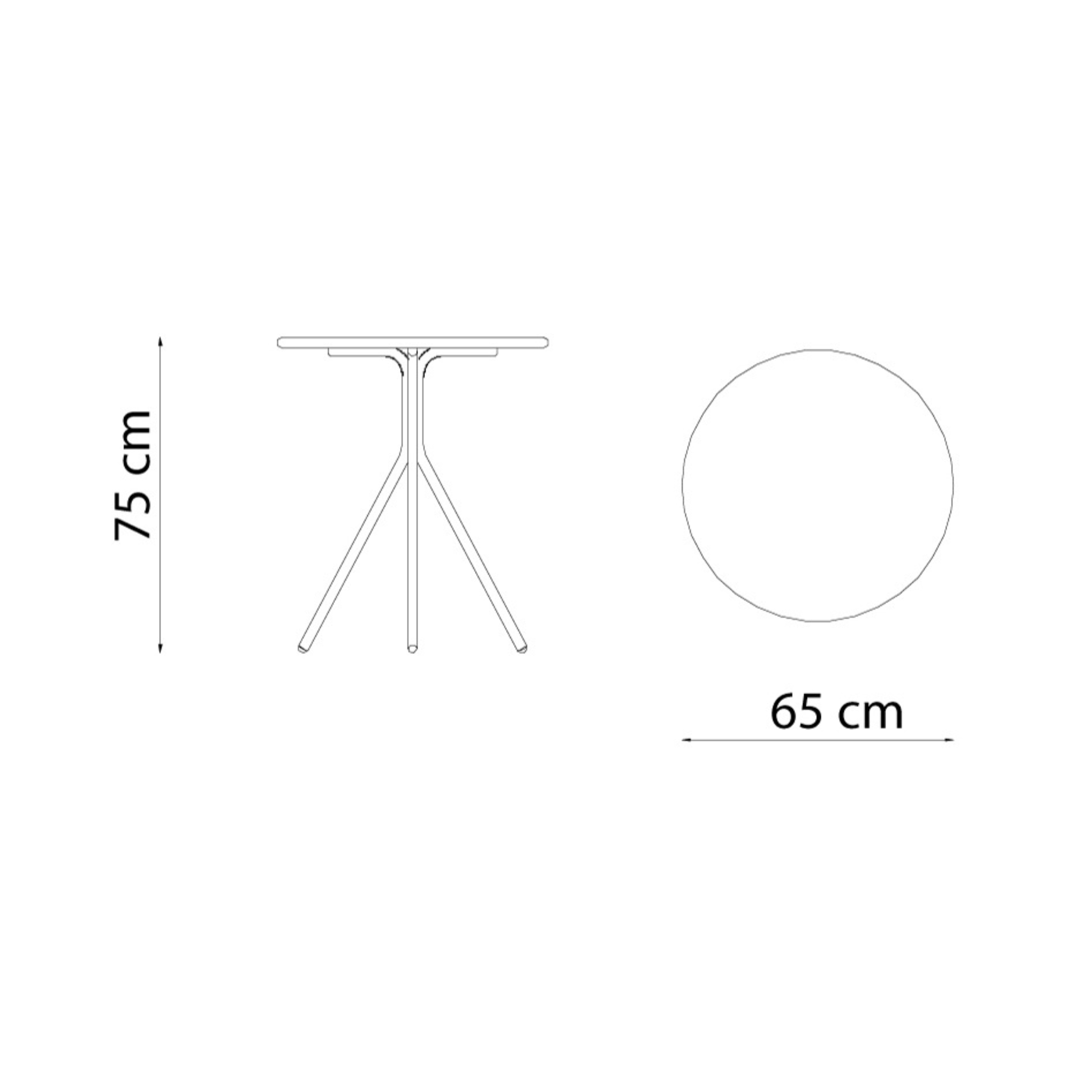 Twist15 round galvanized metal garden table, 75 cm high, can be dismantled.