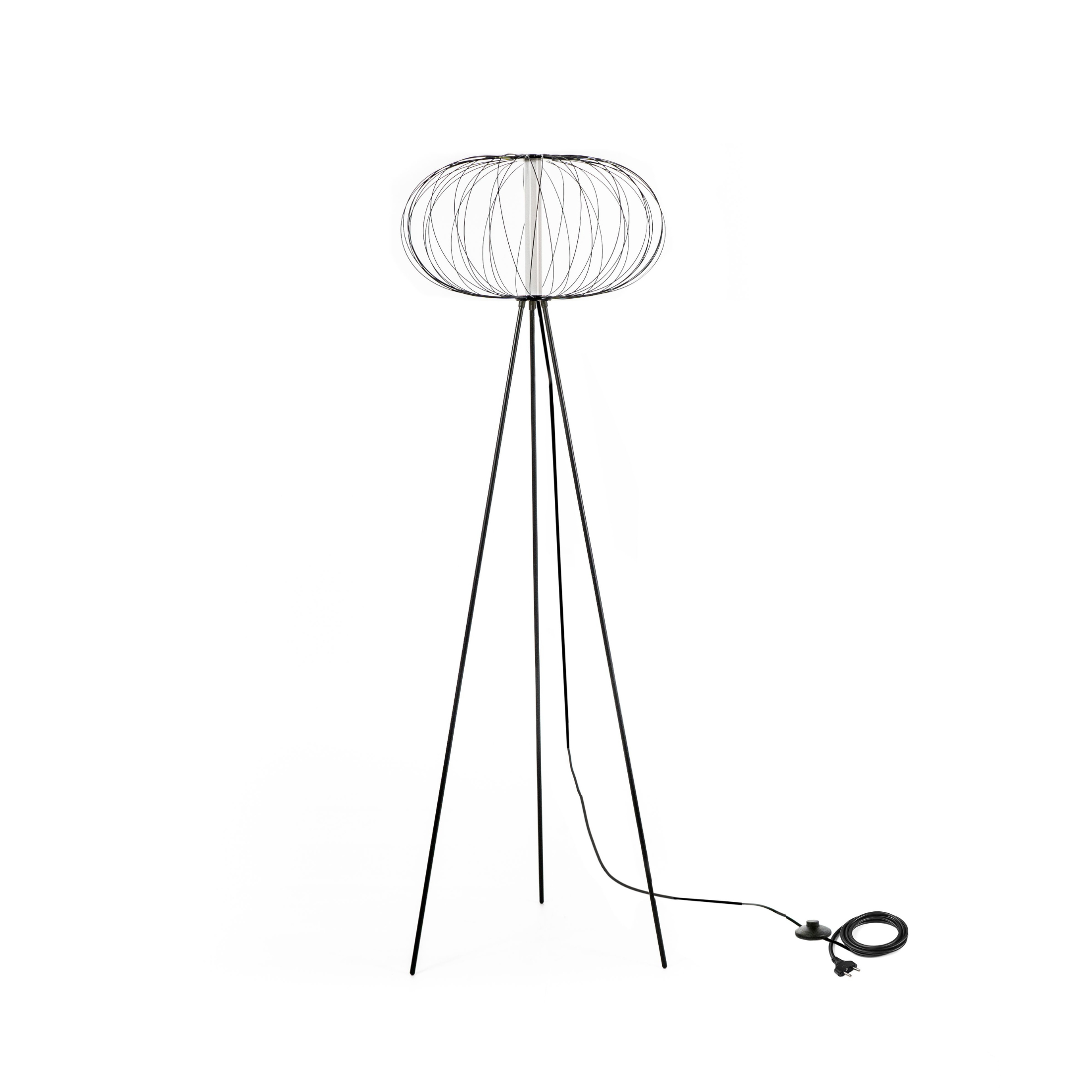 "Jaula" LED floor, table and hanging lamp with steel shade