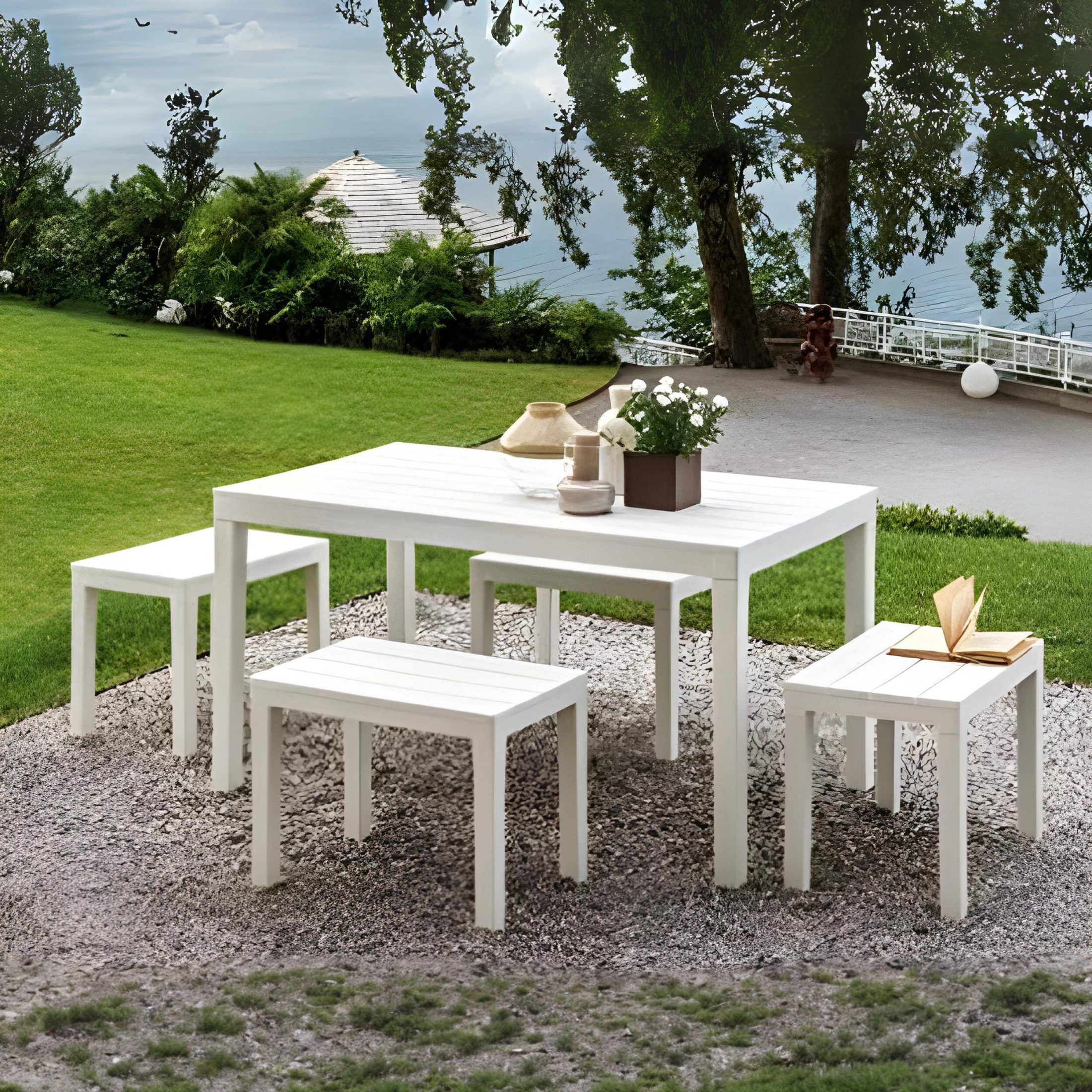 "Maraone" resin garden table for outdoor dining, 138x78 cm, 72h