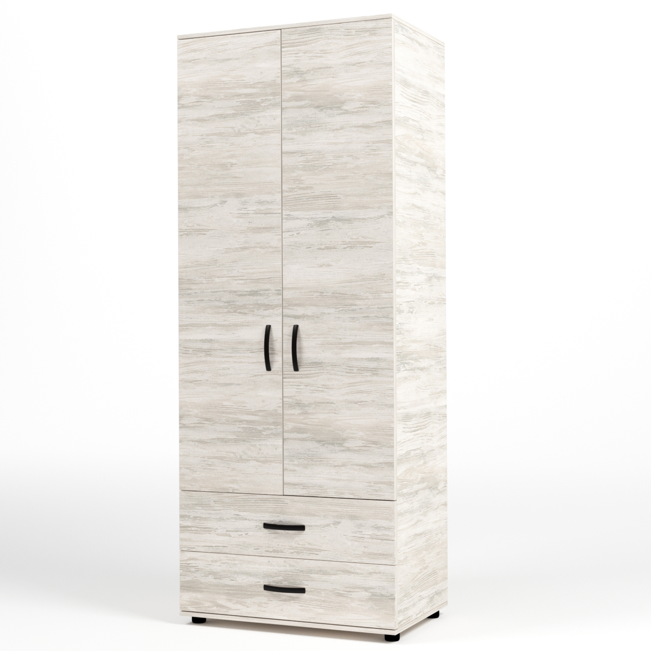 "Clay" wooden wardrobe with 2 doors and 2 drawers, 80x52 cm, 205 cm high