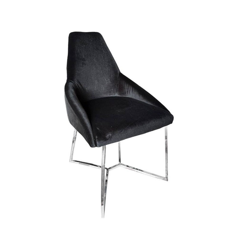 Set of "Akustik Simphony" dining chairs upholstered in velvet with metal legs cm 50x48 90h