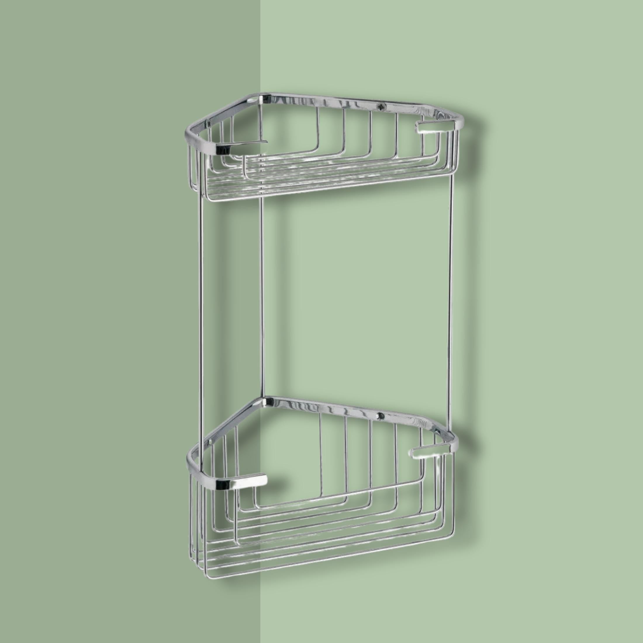 "Clément" double corner soap dish for shower in stainless steel 20x15 cm 31h