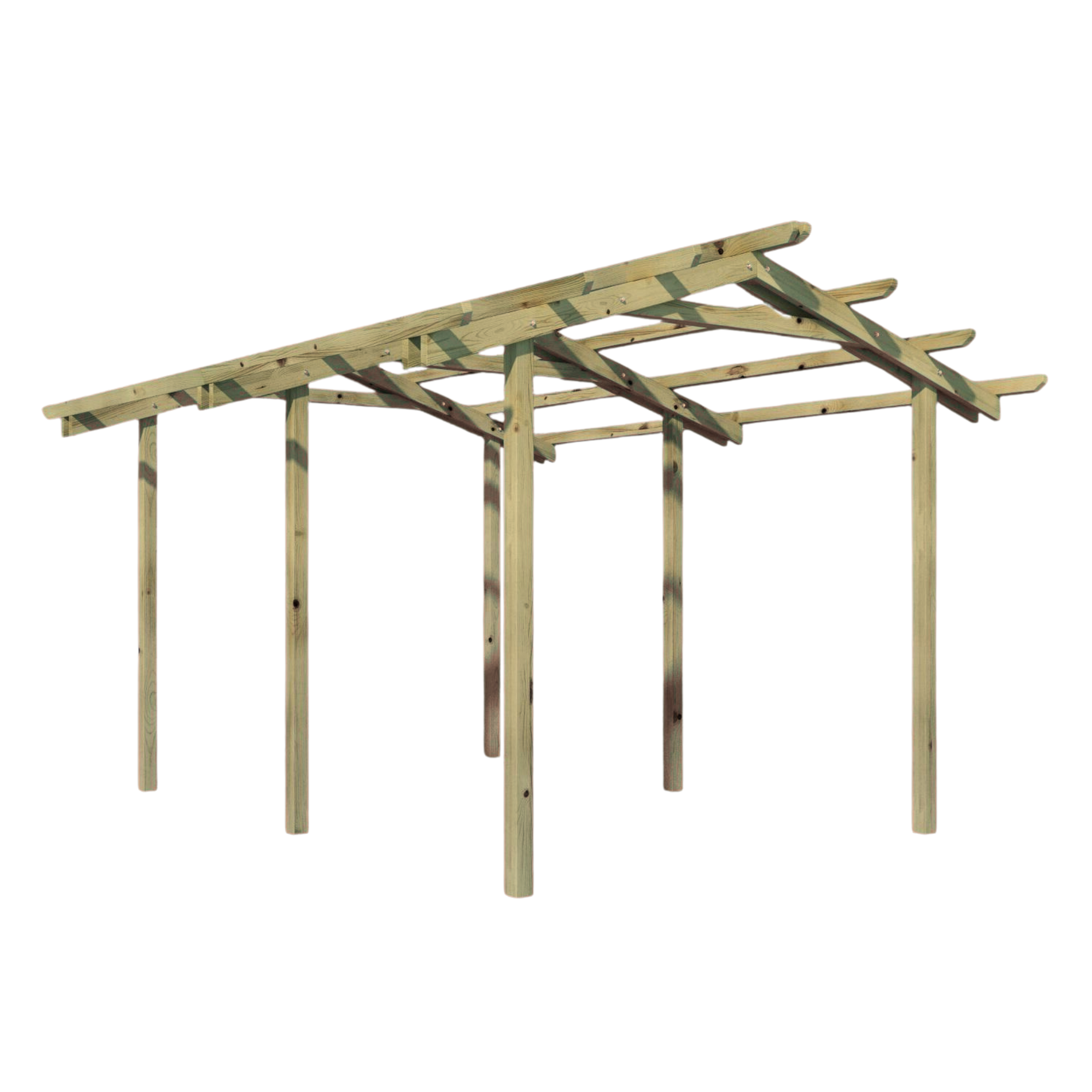 "Barchessa" carport in solid natural pine wood, 3.6 x 4.5 m, 2.5 h