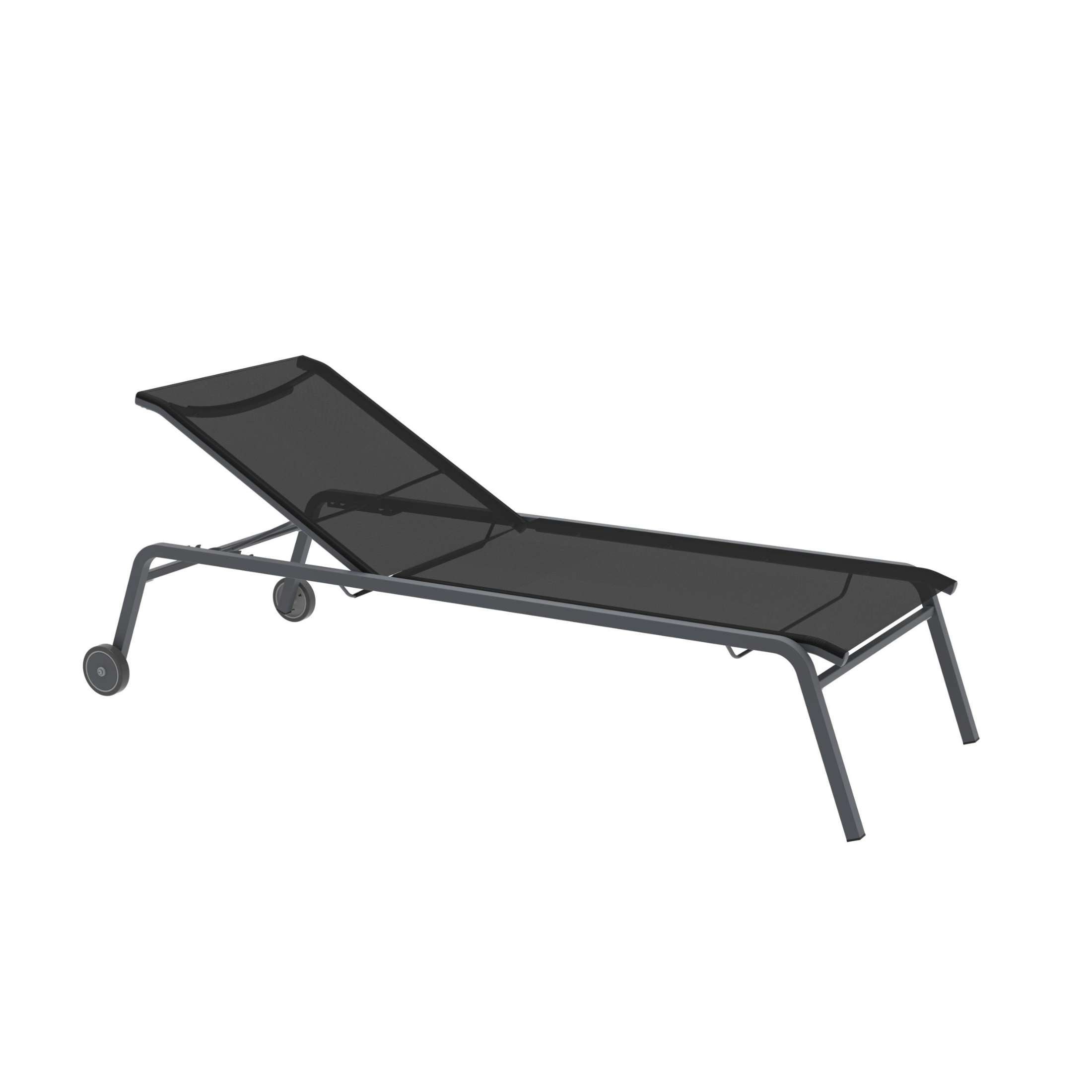 Stackable "Alice4" garden sun lounger in fabric and aluminium, 198x80 cm, 97 cm high