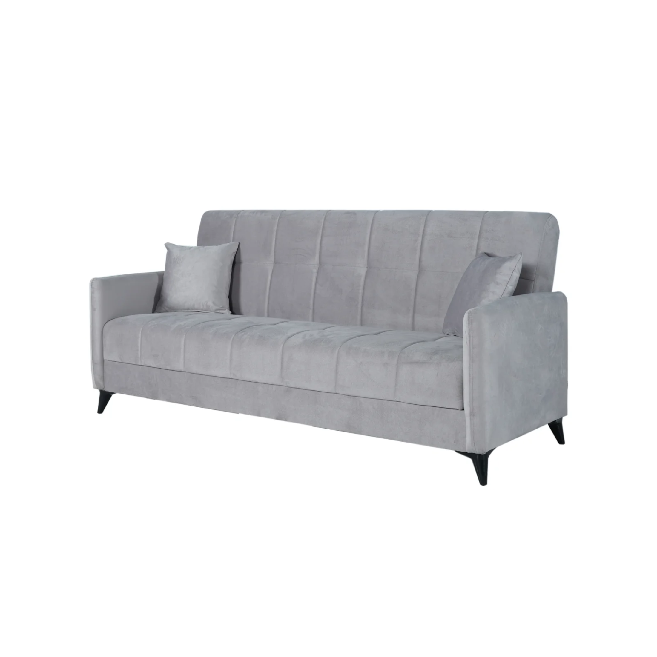 "Santi Bacos" 3-seater sofa bed with storage in velvet with 2 cushions, 211x92 cm, 98h