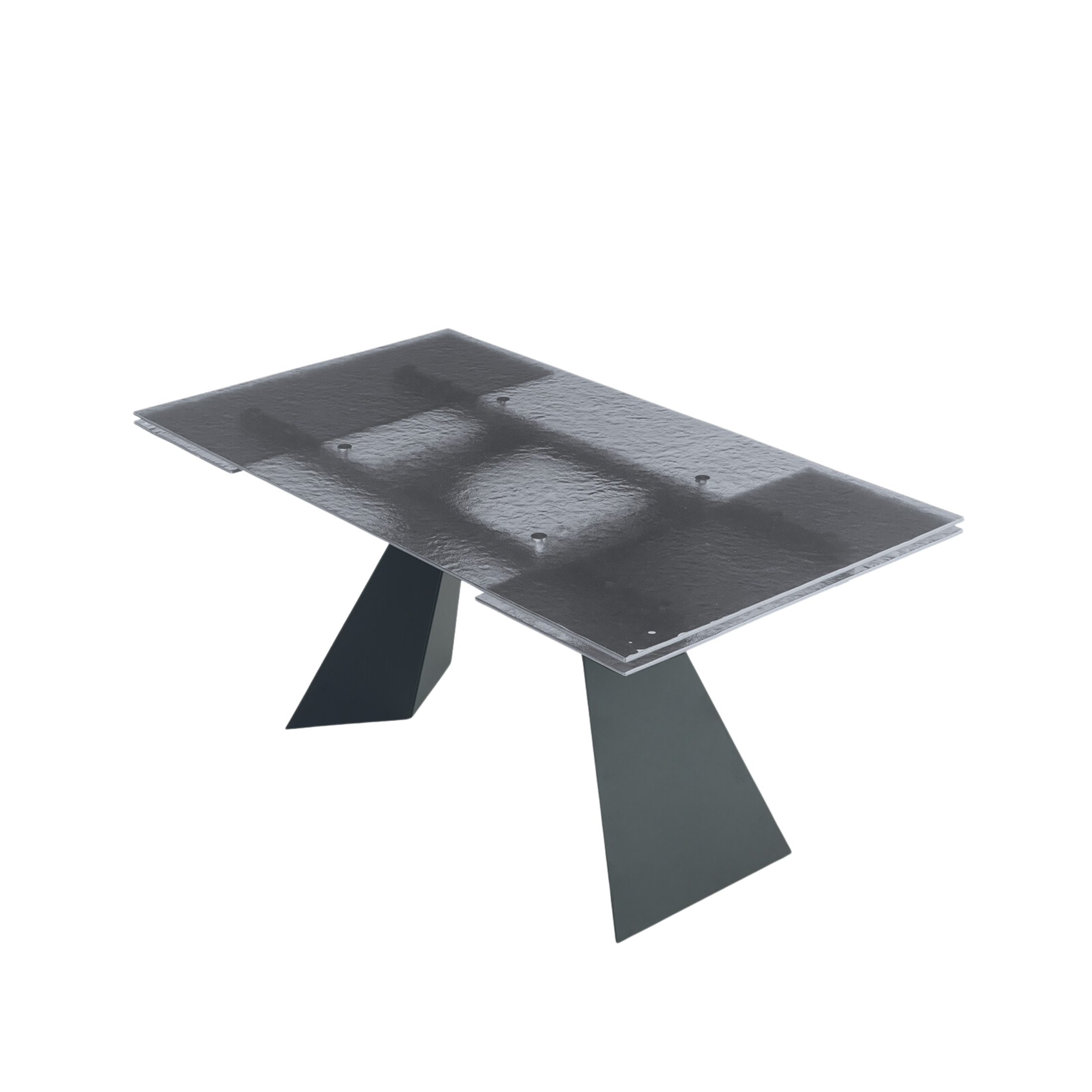 "Rubino" extendable dining table with hammered glass top