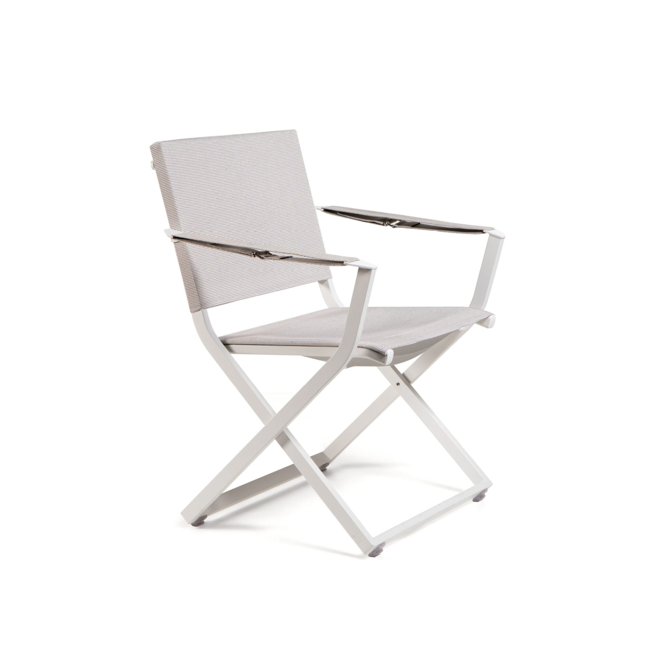 Set of "Fellini" folding garden chairs with fabric backrest and seat