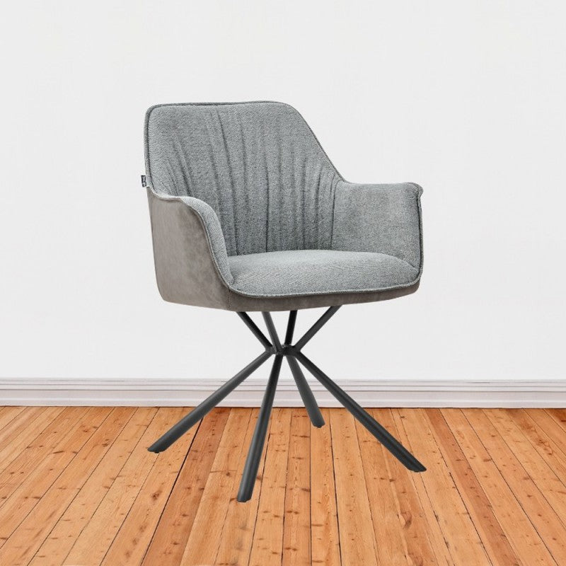 Set of "Comet" dining chairs upholstered in fabric and eco-leather with metal legs, 60x62 cm, 83h