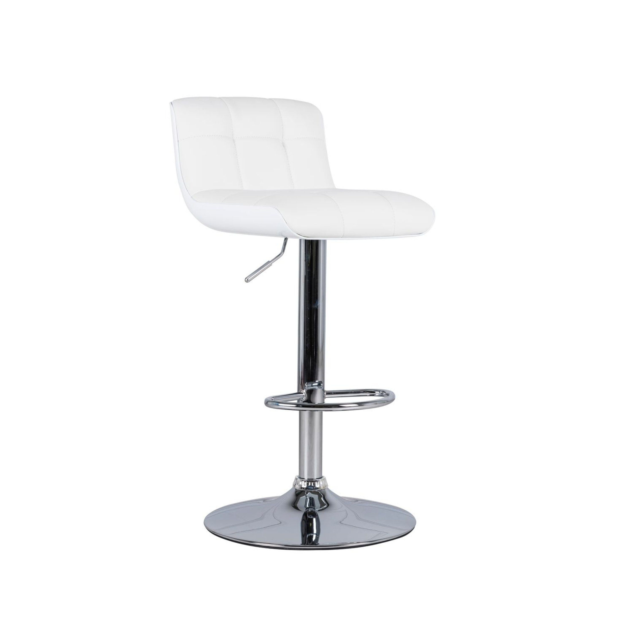 Set of high padded stools "Kurt" in imitation leather with gas lift and footrest cm 38.5x36 83h
