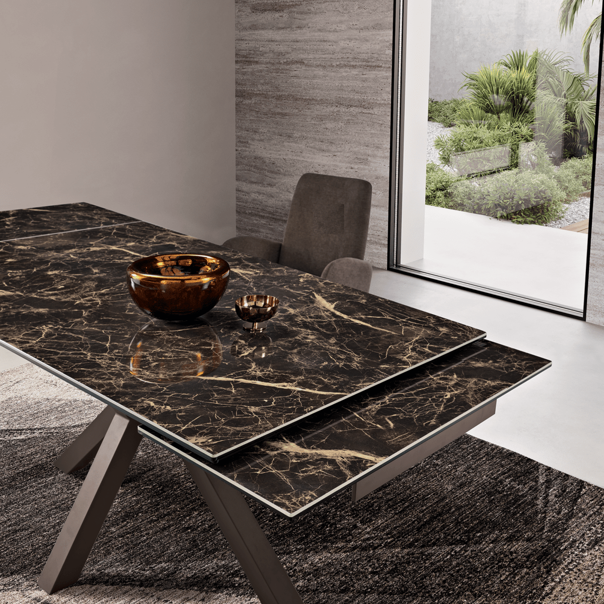 Tavolo moderno allungabile "Artik" con base in metallo fino a 10 posti - MondoViro