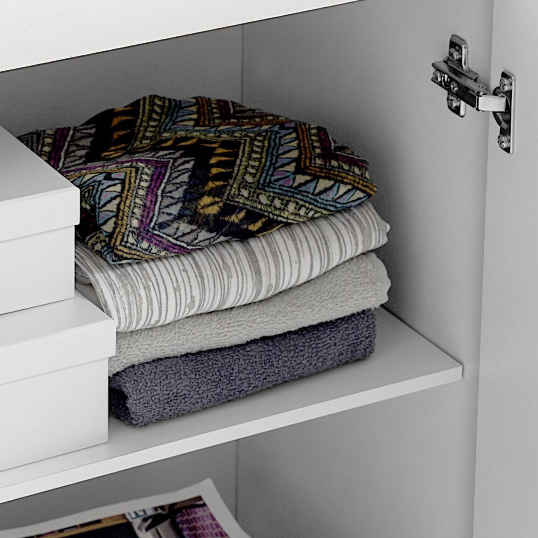 "Ricla" multipurpose column unit with 1 door in white lacquered wood, 31x34 cm, 183h