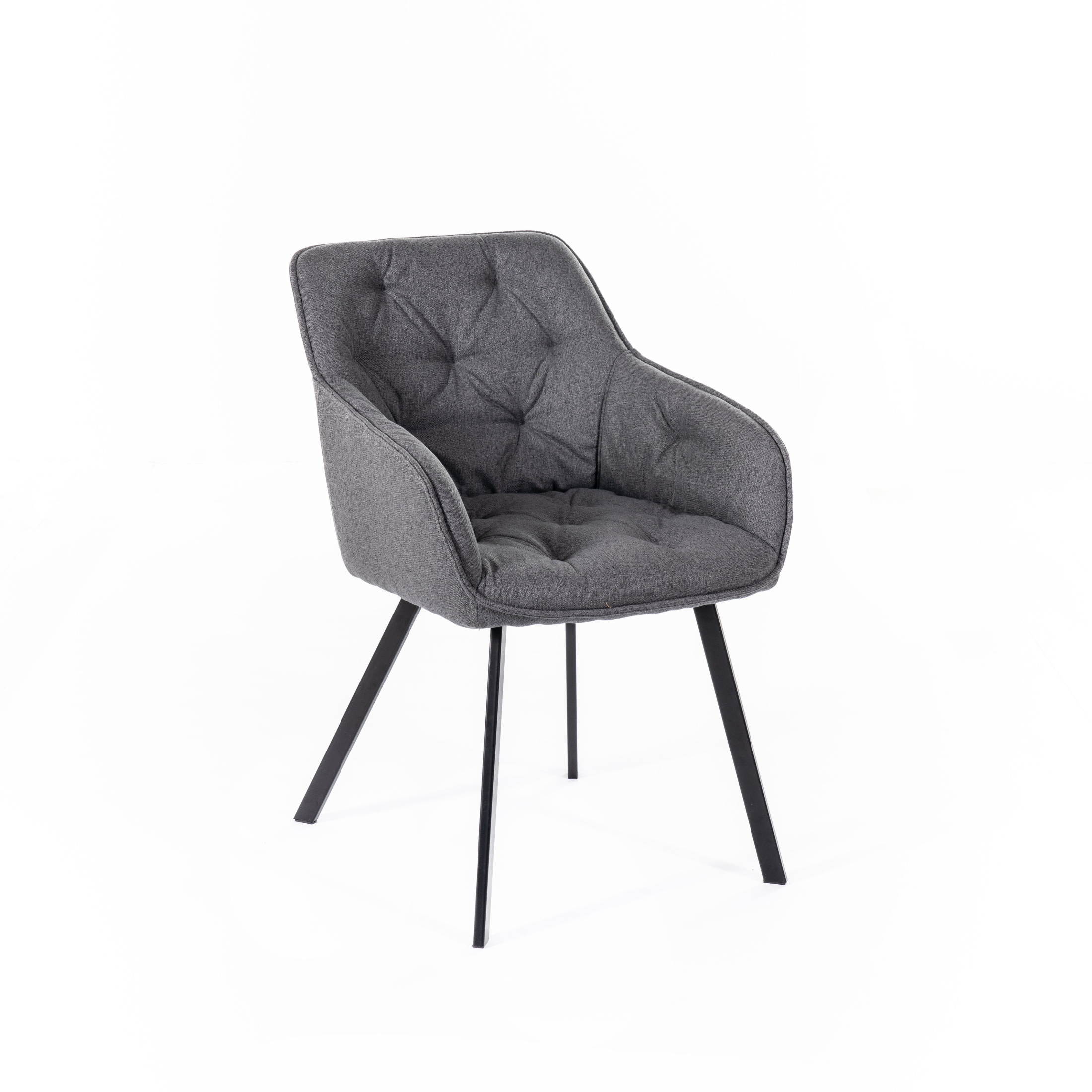 Set of "Dalia" upholstered living room chairs in fabric with painted metal legs, 55x60 cm, 79h