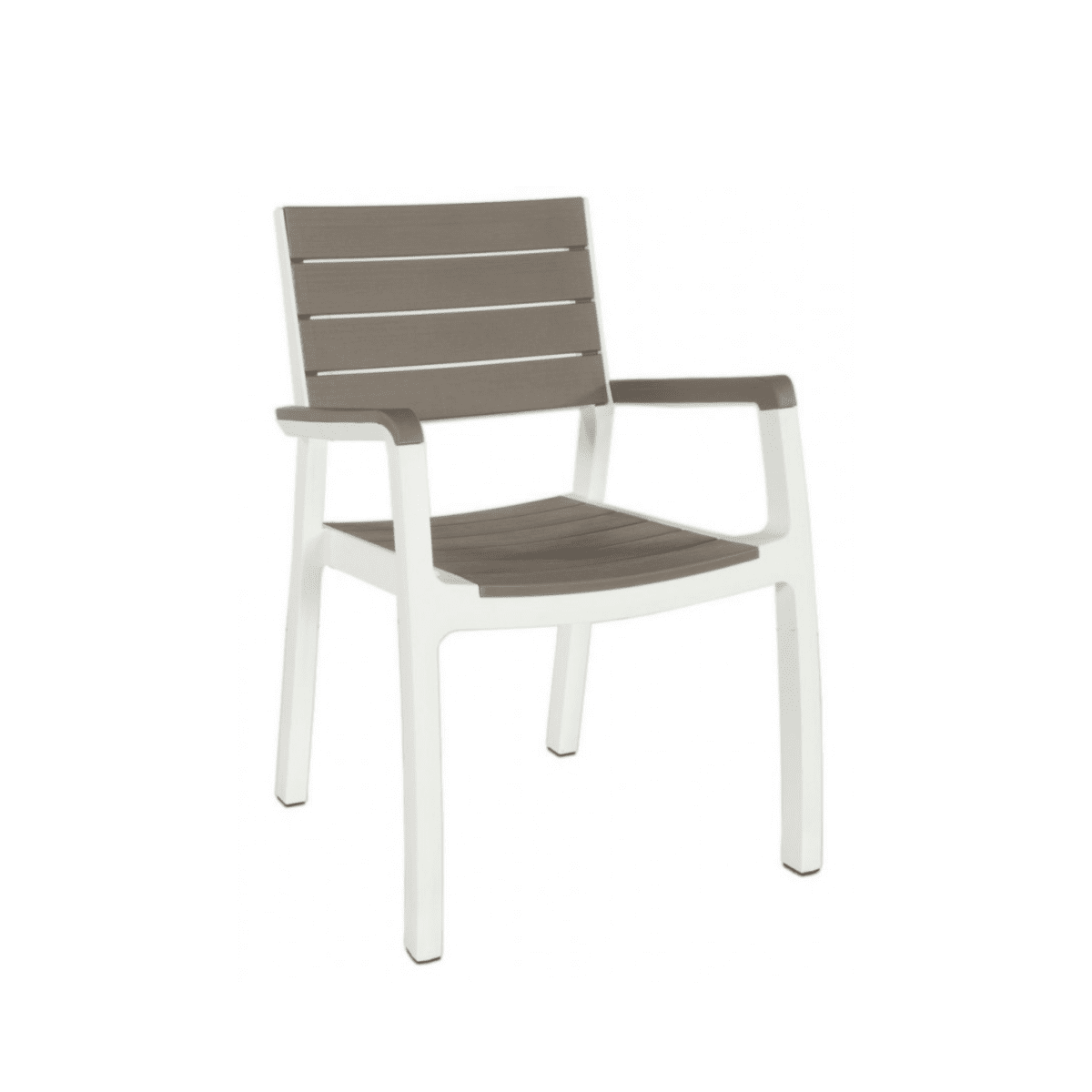 Set di sedie impilabili con braccioli "Harmony" in resina effetto legno da giardino cm 58x58 86h - MondoViro