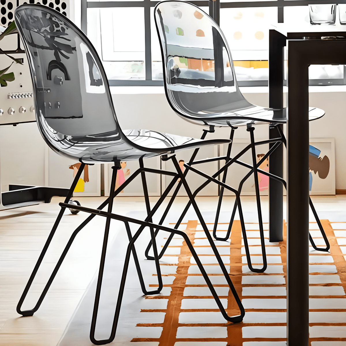 Set sedie moderne da soggiorno "Academy" con seduta in policarbonato trasparente - MondoViro