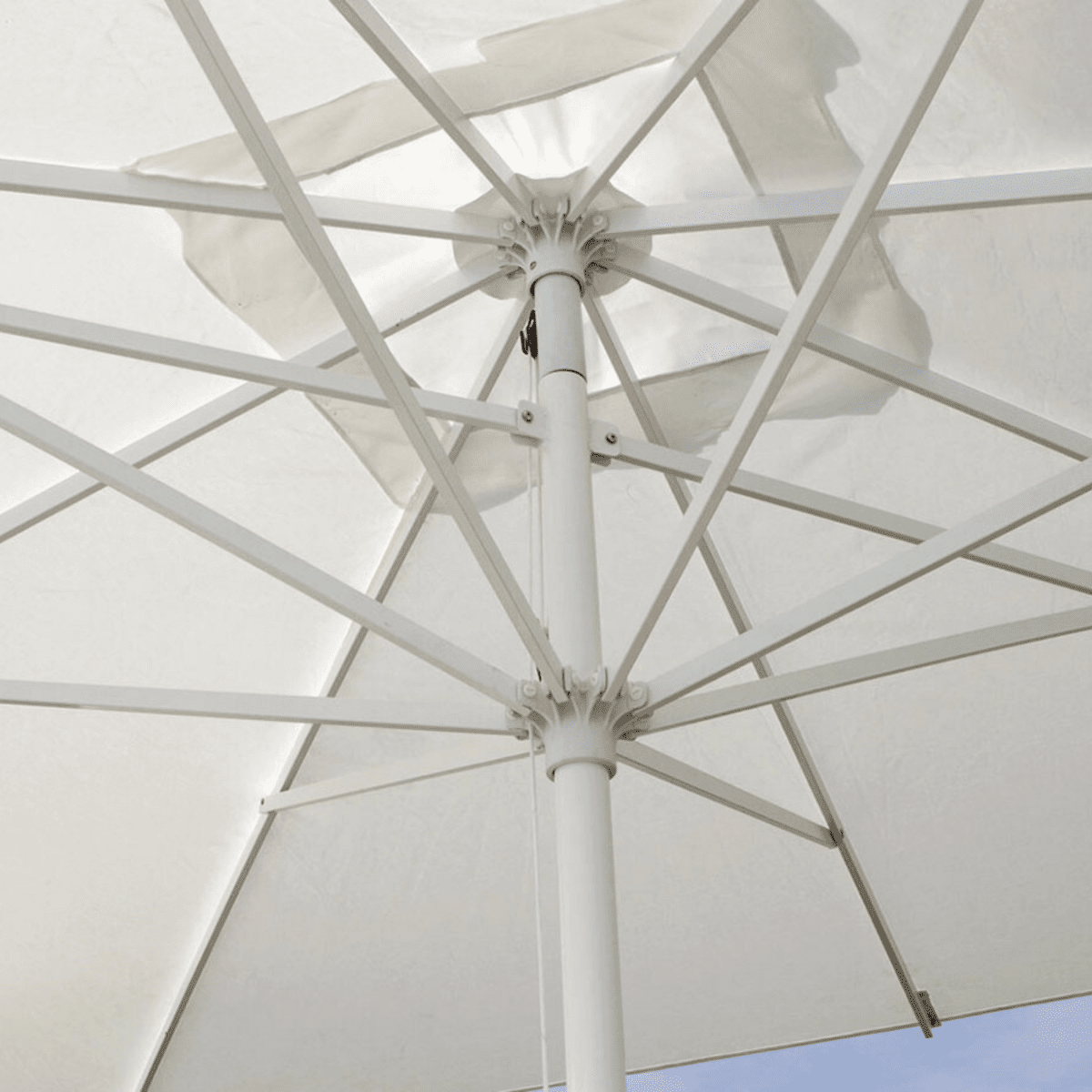 Ombrellone moderno da giardino "Facility Classic" con palo centrale telescopico bianco - MondoViro