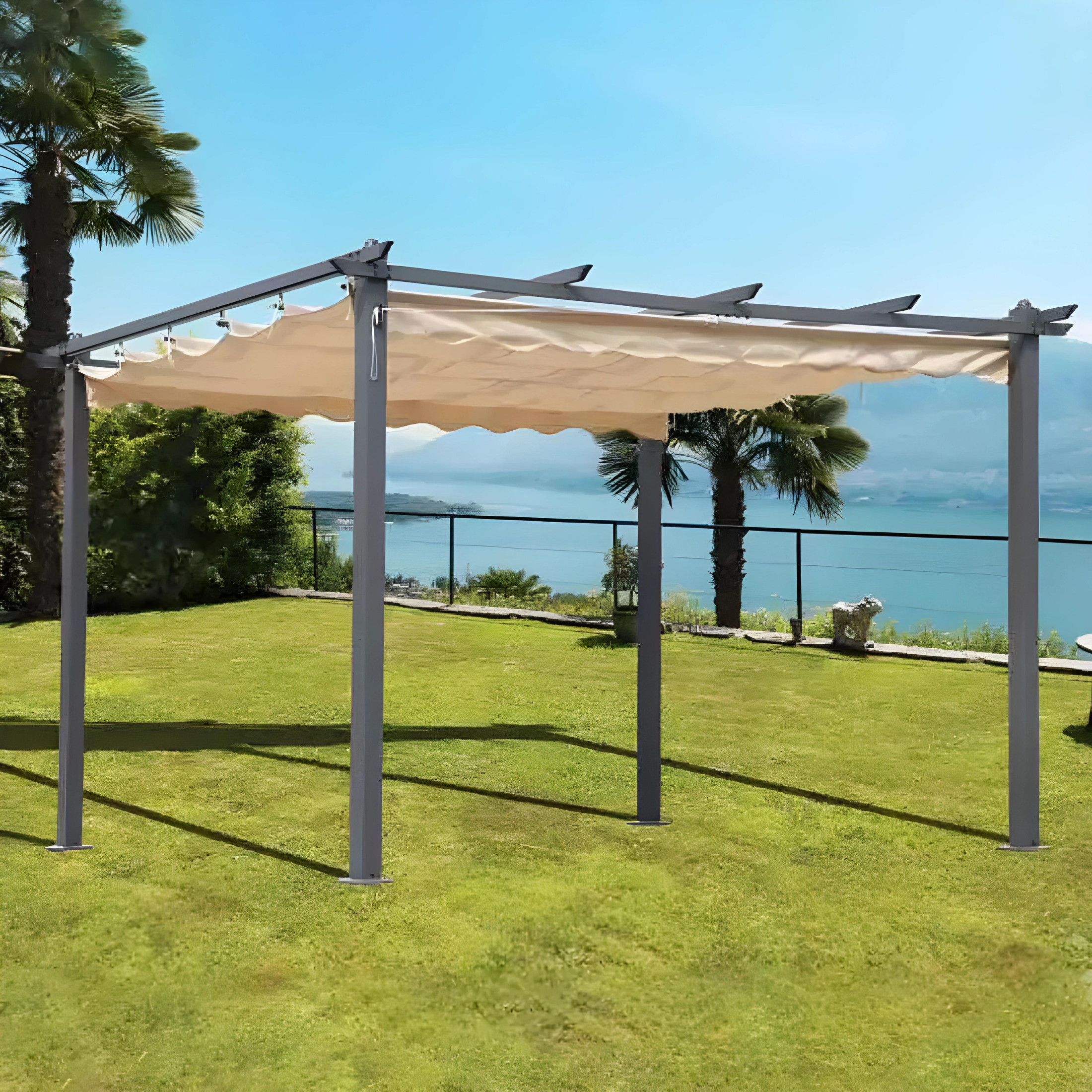 "Sun" sliding aluminum gazebo with 400x300 cm 230h cover