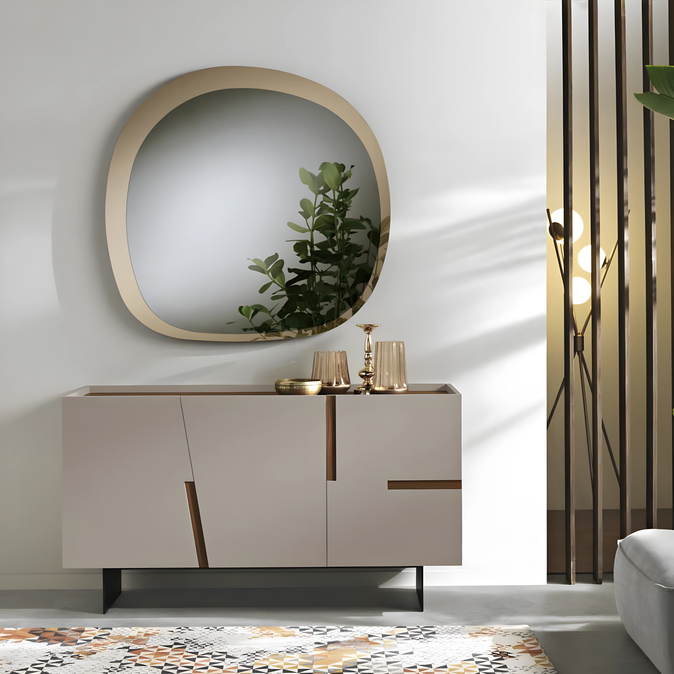 Modern 3-door sideboard "Toledo" in melamine, 160x50 cm, 89h pre-assembled