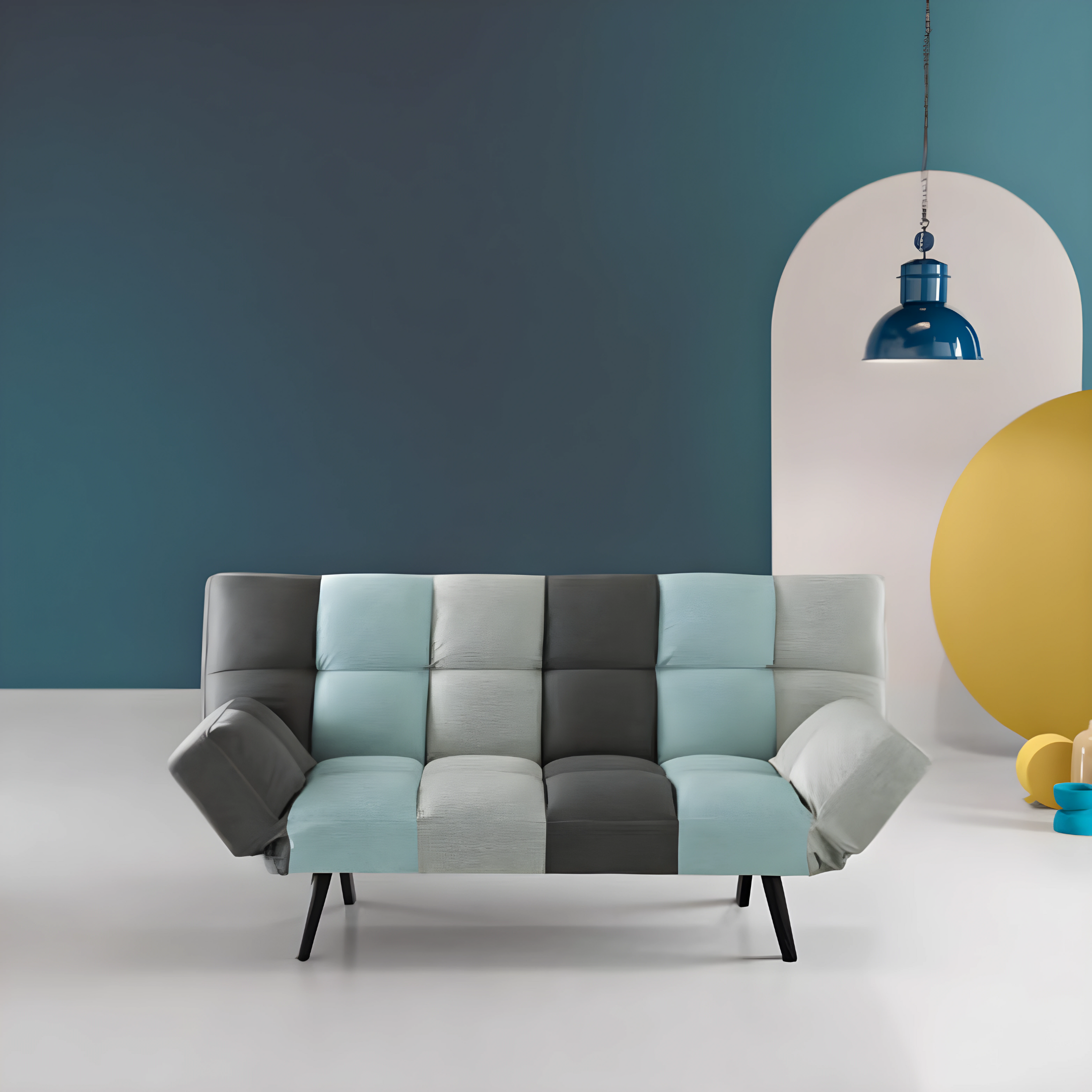 Modern "Tolomeo" convertible fabric sofa, 80x180 cm, 85/110 cm high