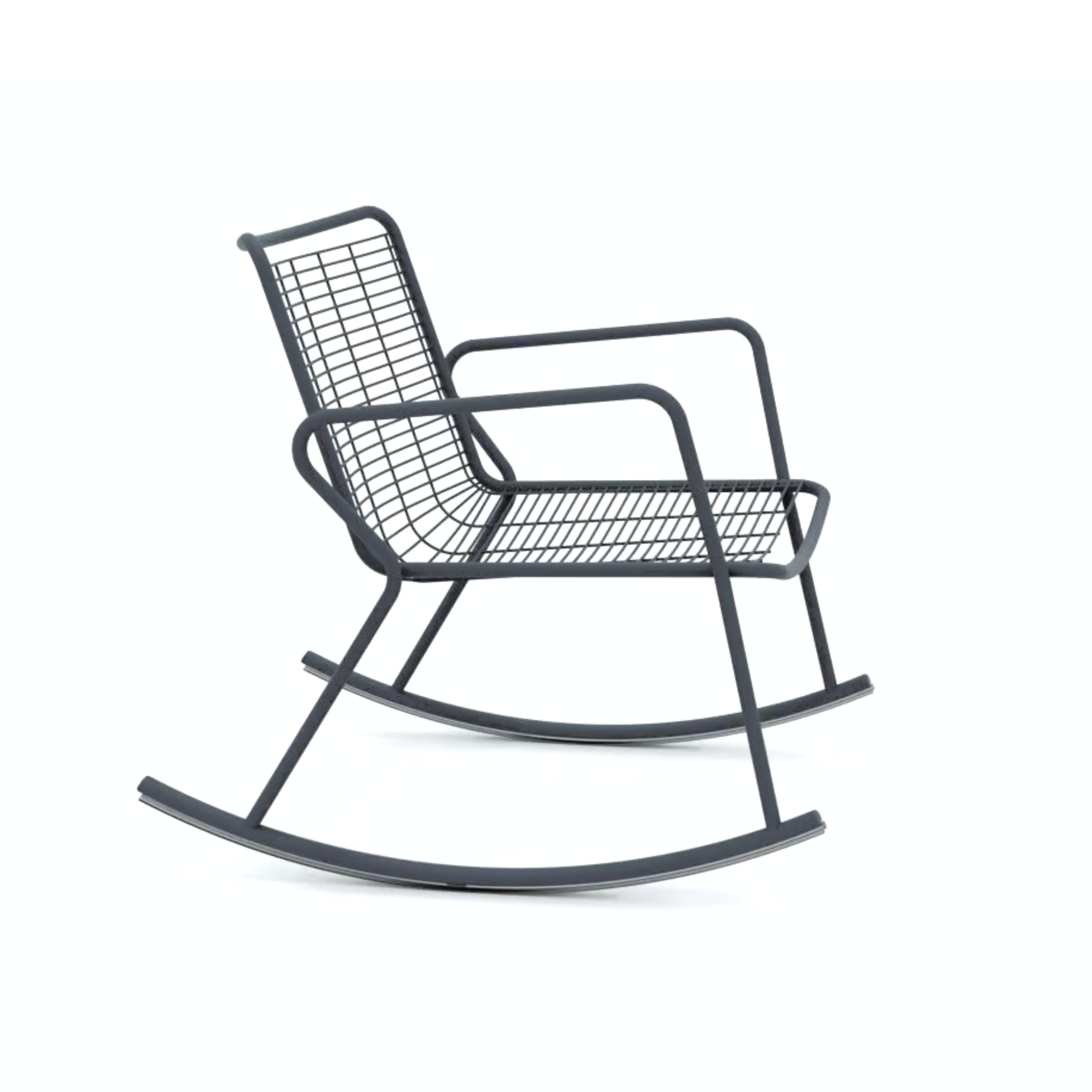 Modern rocking chair in painted metal "Roma" for garden, 72x82 cm, 78h