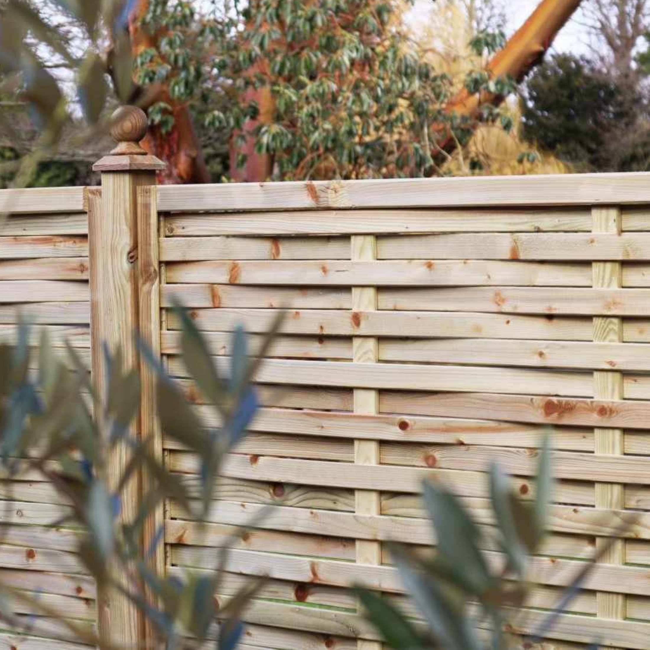 "Eco16" windbreak panel in autoclave-treated wood, 180 cm high