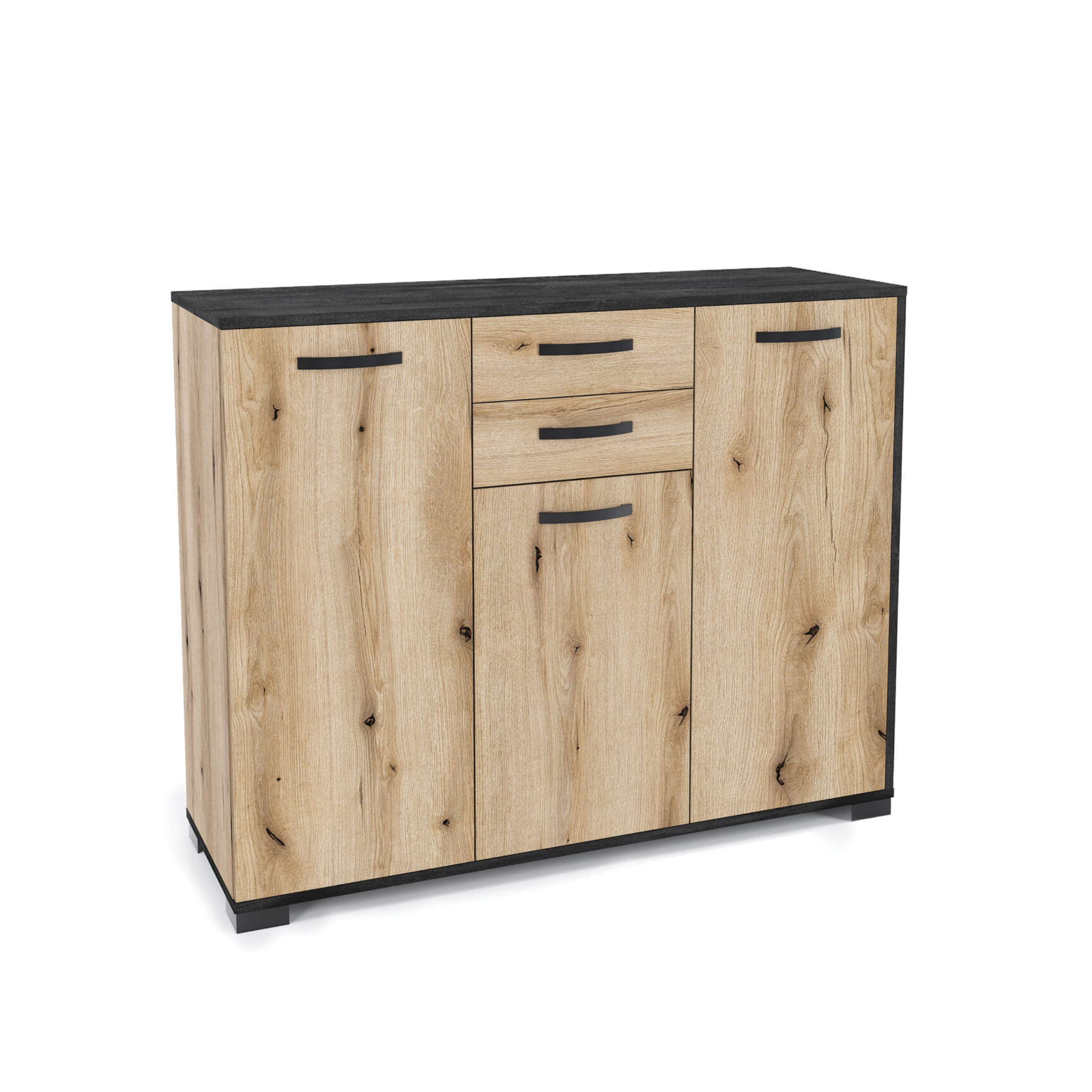 "Chef" wooden buffet sideboard with 3 doors and 2 drawers for the living room, 107x36 cm, 86h