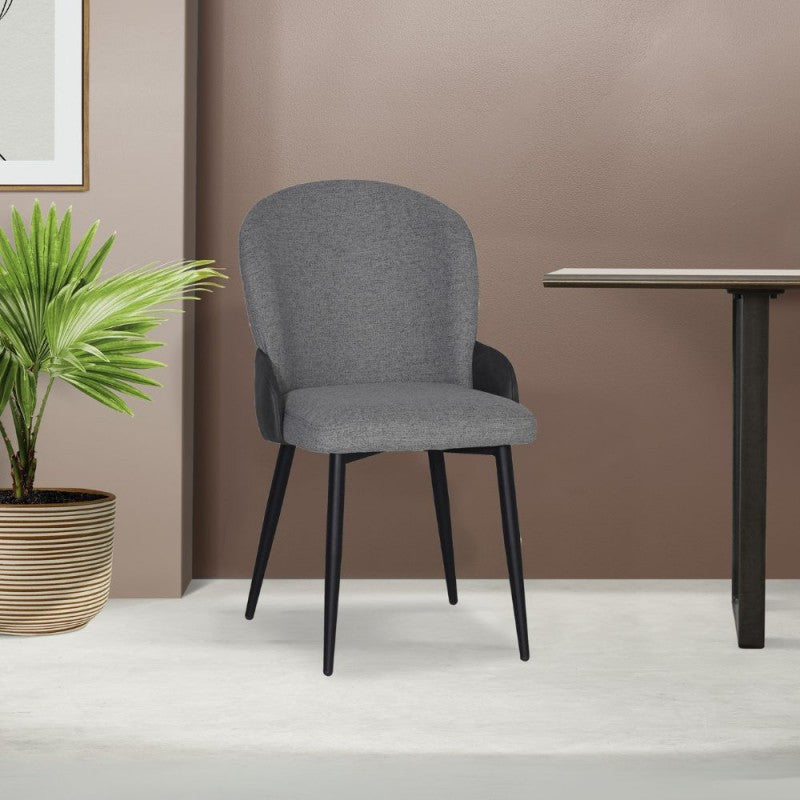 Set of "Simo" dining chairs upholstered in fabric and eco-leather with metal legs, 52x60 cm, 87h