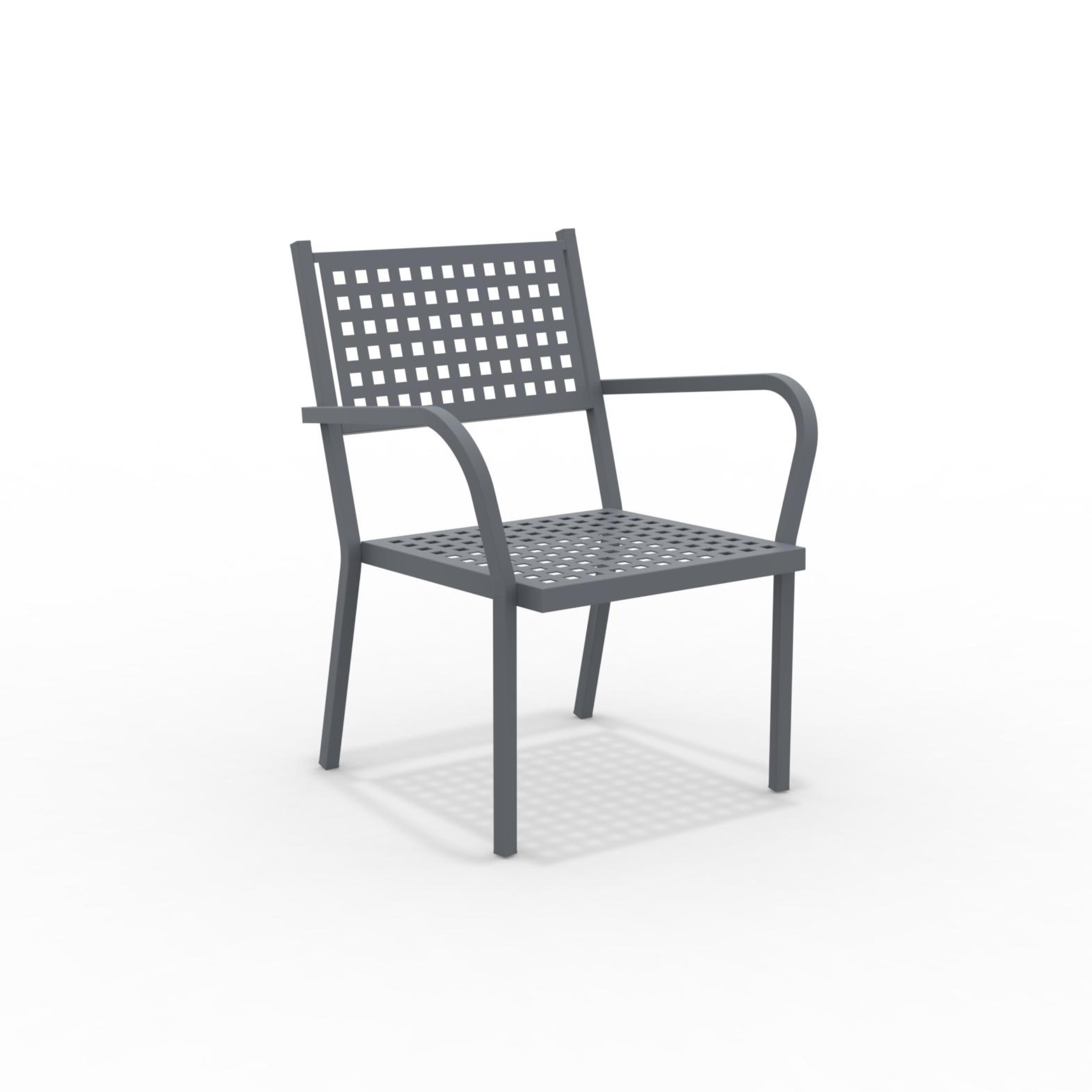 Set of modern "Alice" low stackable metal garden armchairs, 65x63 cm, 77 cm high.