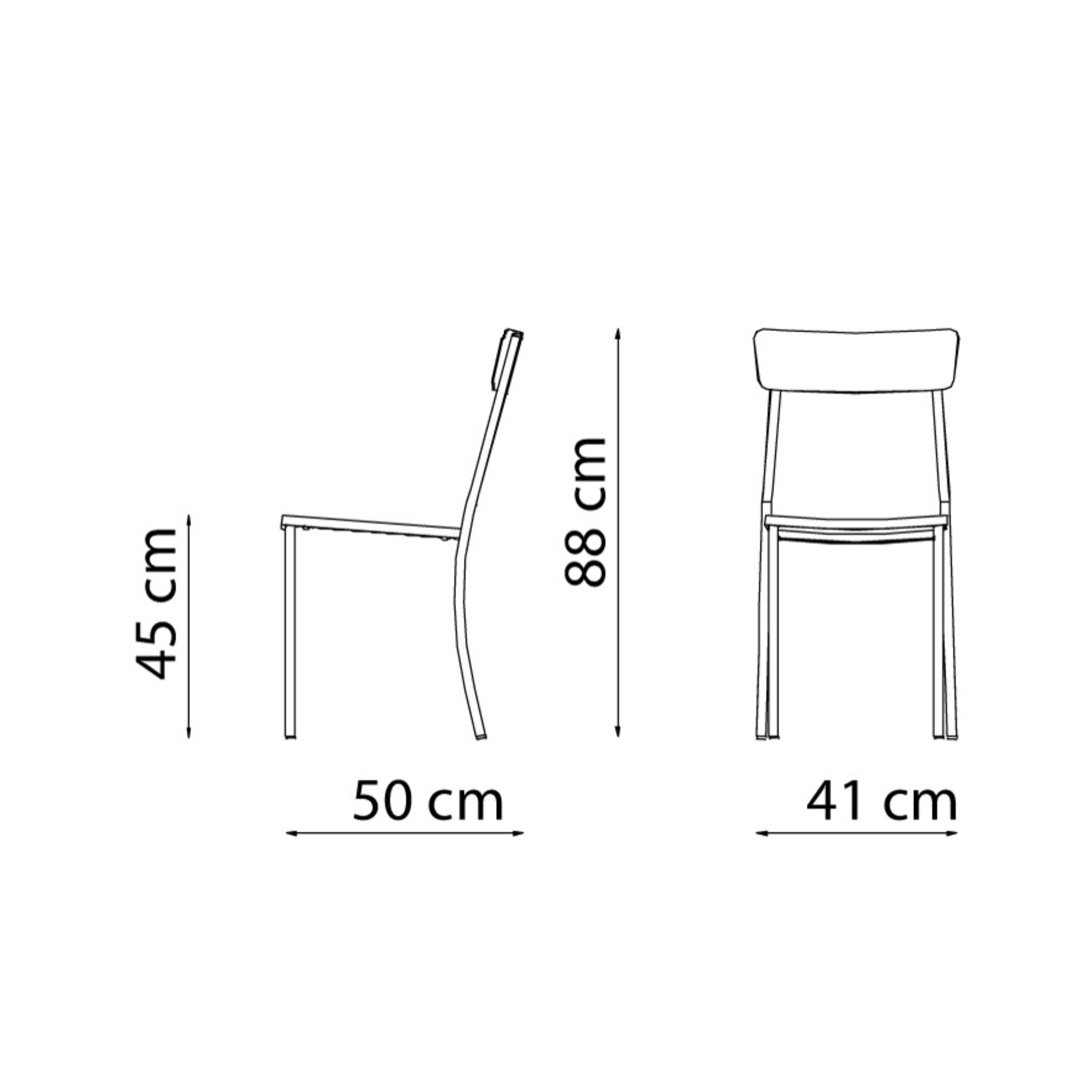 Set of modern stackable garden chairs in painted metal "Mogan" 47x52 cm 85h
