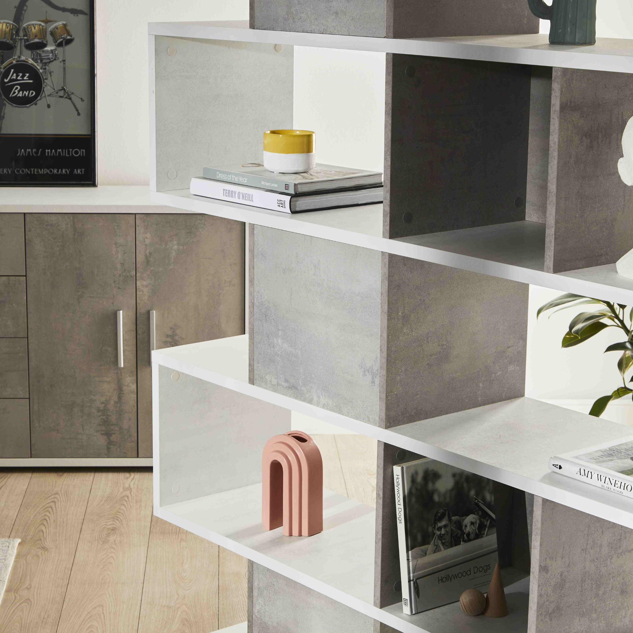 "Freud" modern modular 6-tier dividing bookcase, 150x37 cm, 215 cm high