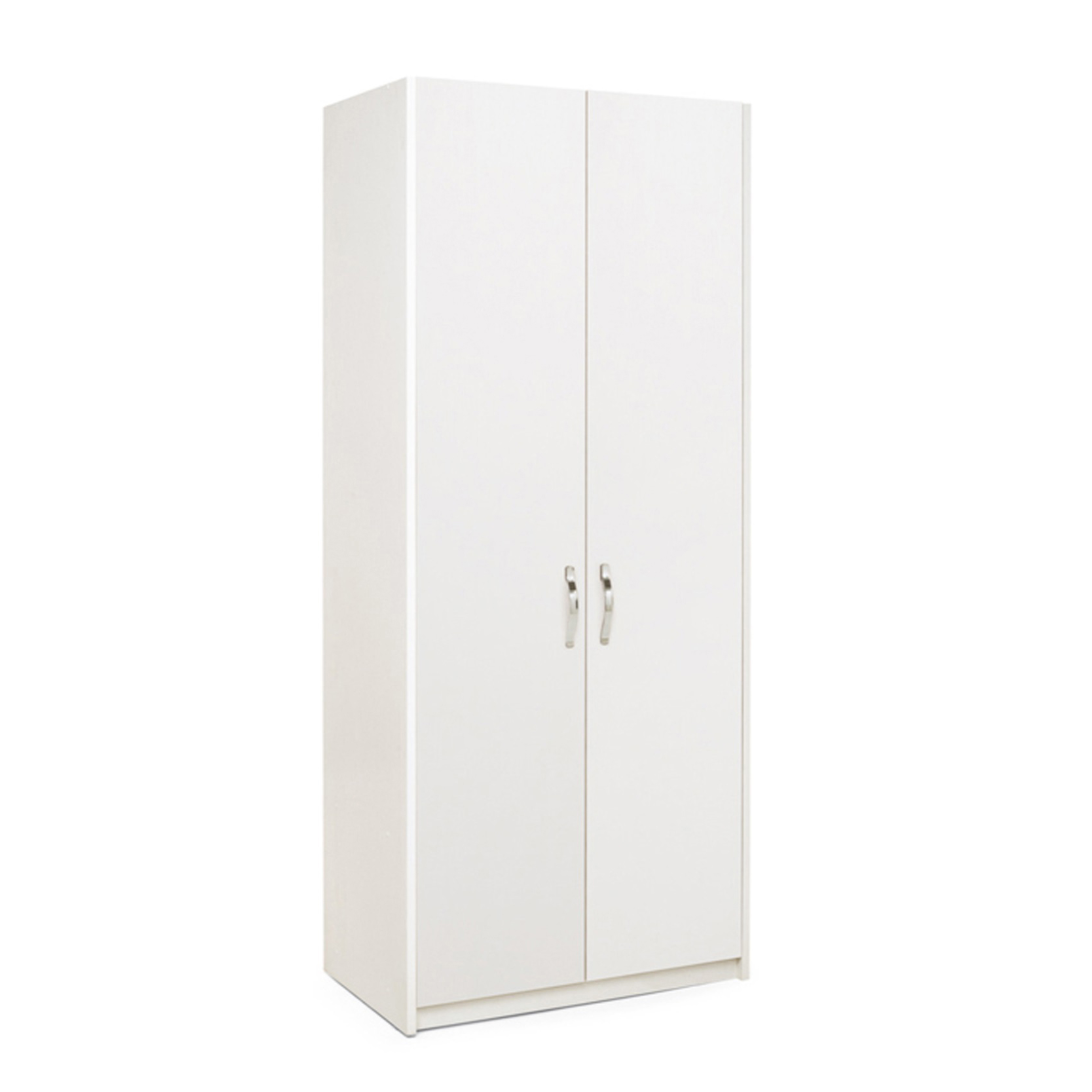 "Modern" white wooden wardrobe with 2 doors, coat rack and 2 shelves, 91x52 cm, 210 cm high
