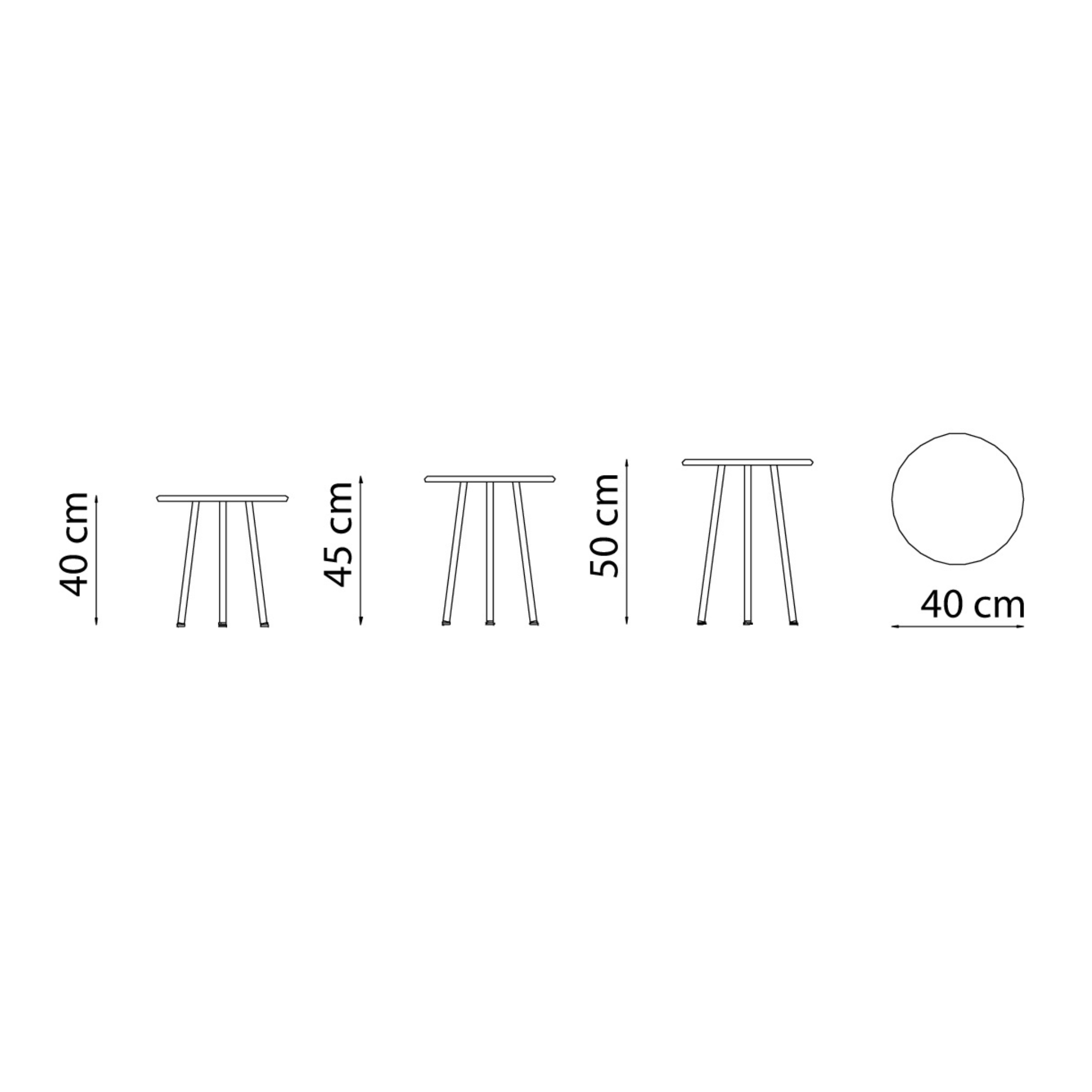 Set of 3 "Daisy" metal coffee tables for the garden, 40x40 cm