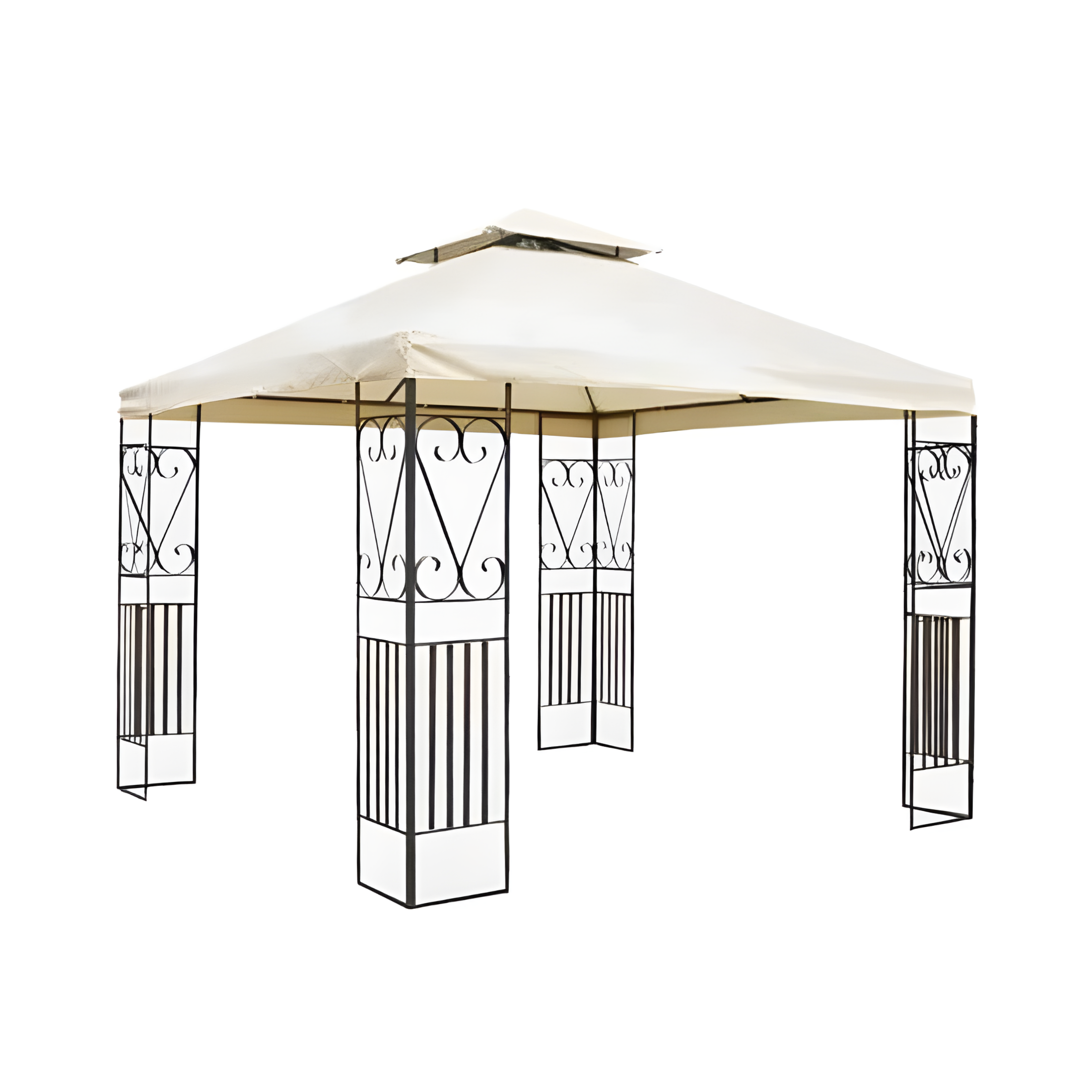 "Decor" painted steel gazebo with ecru garden canopy, 300x300 cm, 200 cm high