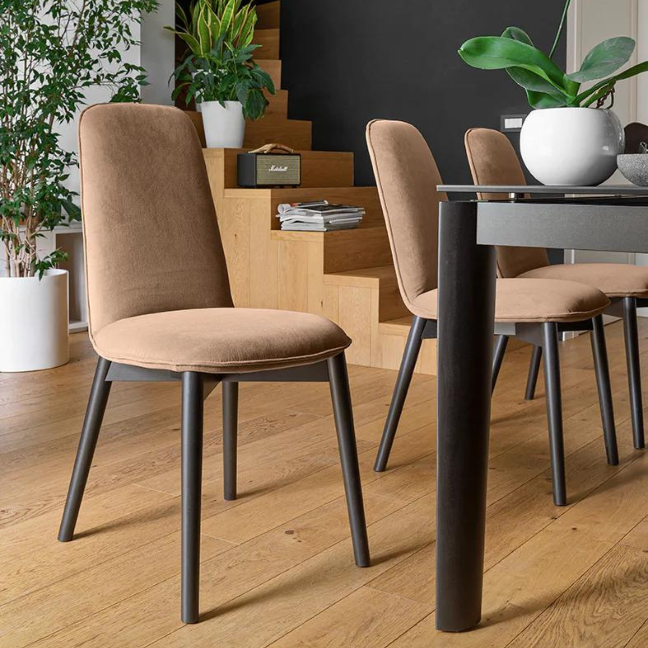 Set of modern living room chairs "Riley" with padded fabric cm 46x60.5 94h