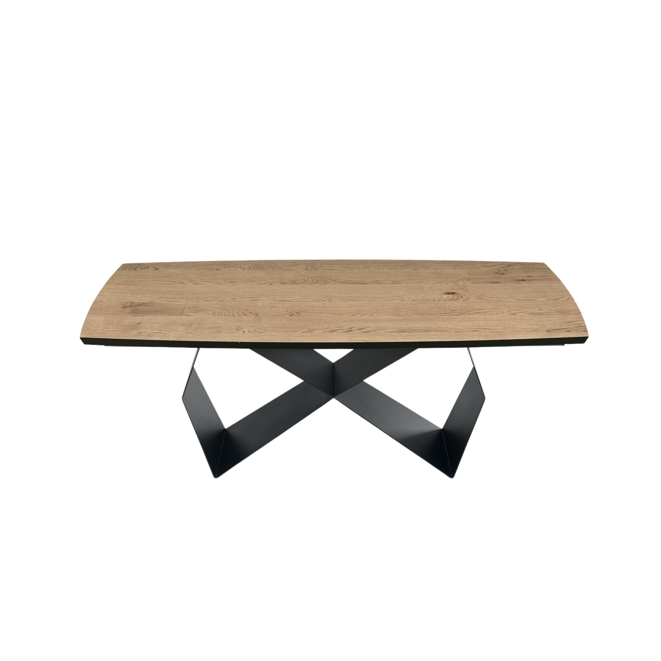 Fixed dining table "Reina" with metal base and oak top 200x100 cm 75h