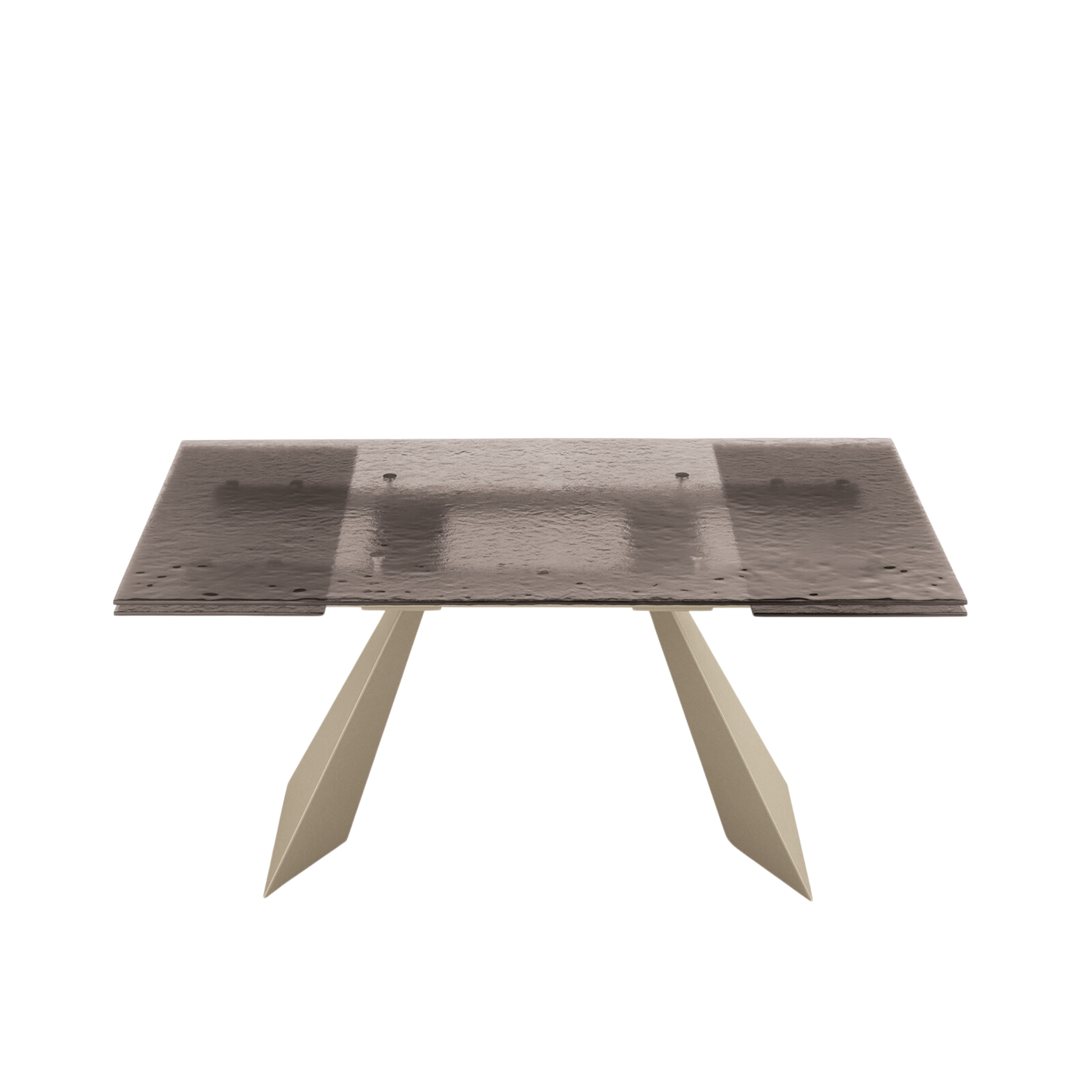 "Rubino" extendable dining table with hammered glass top