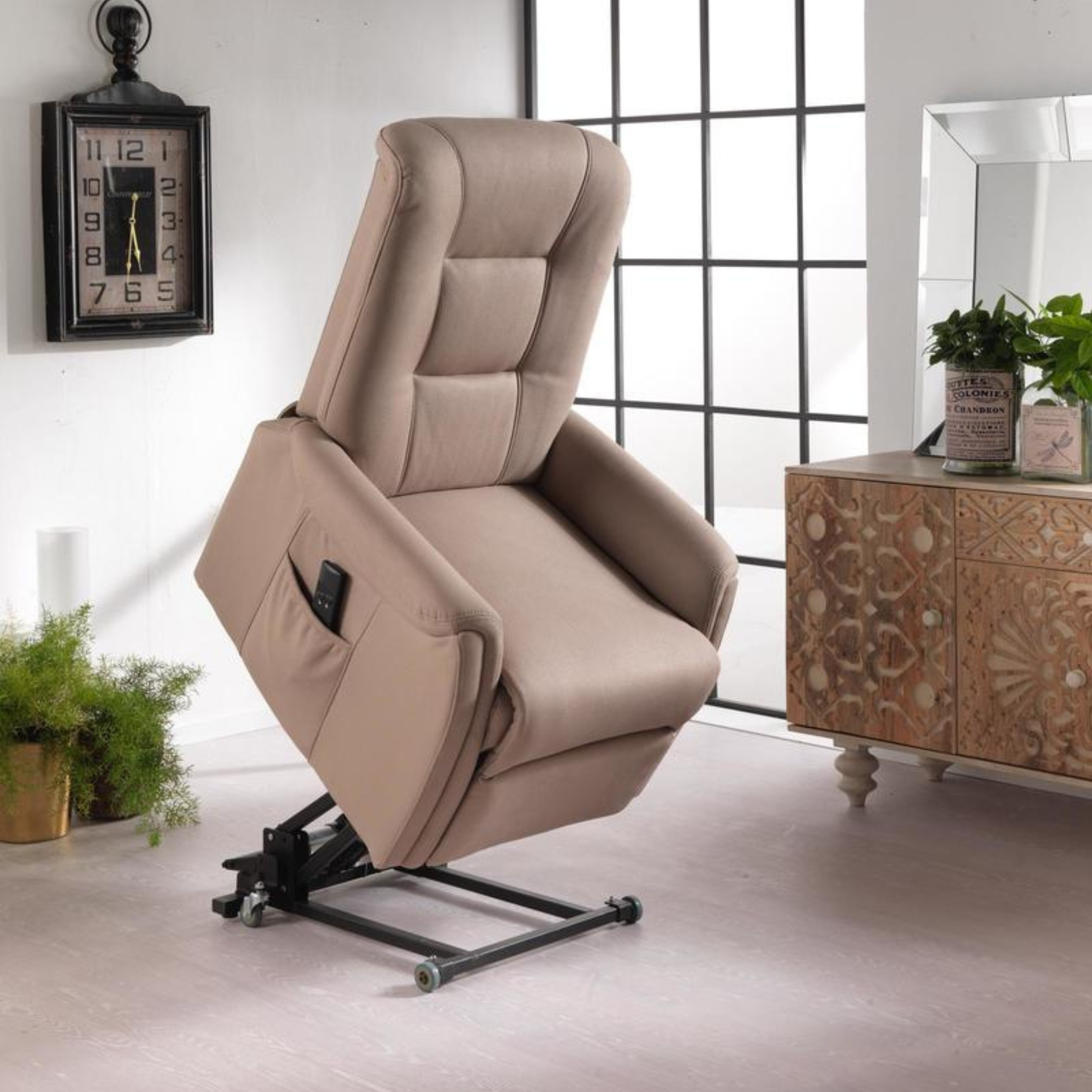 Beige reclining armchair "Elisa" lift function 1 motor cm 75x90 107h