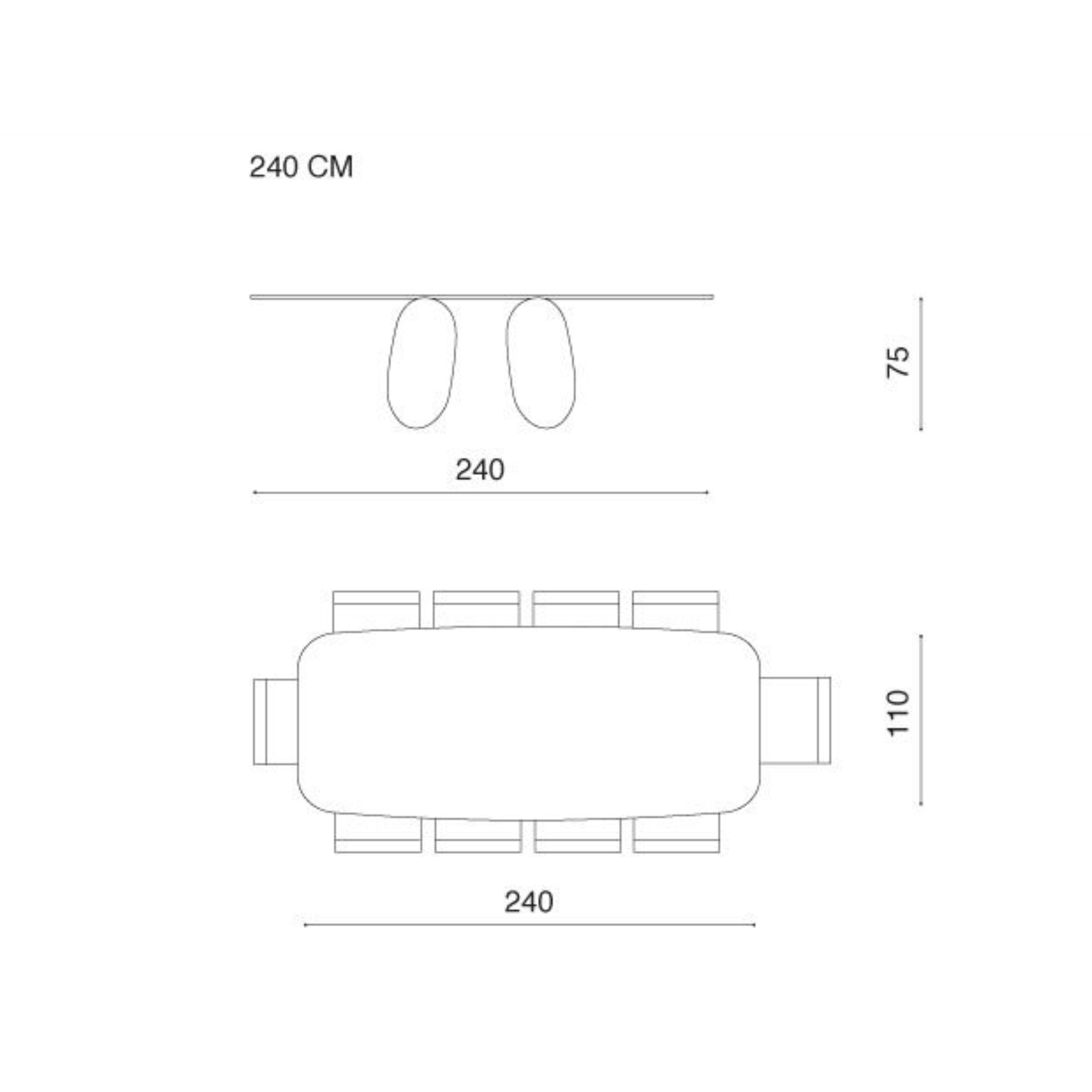 "Monroe" modern fixed dining table with hammered glass top