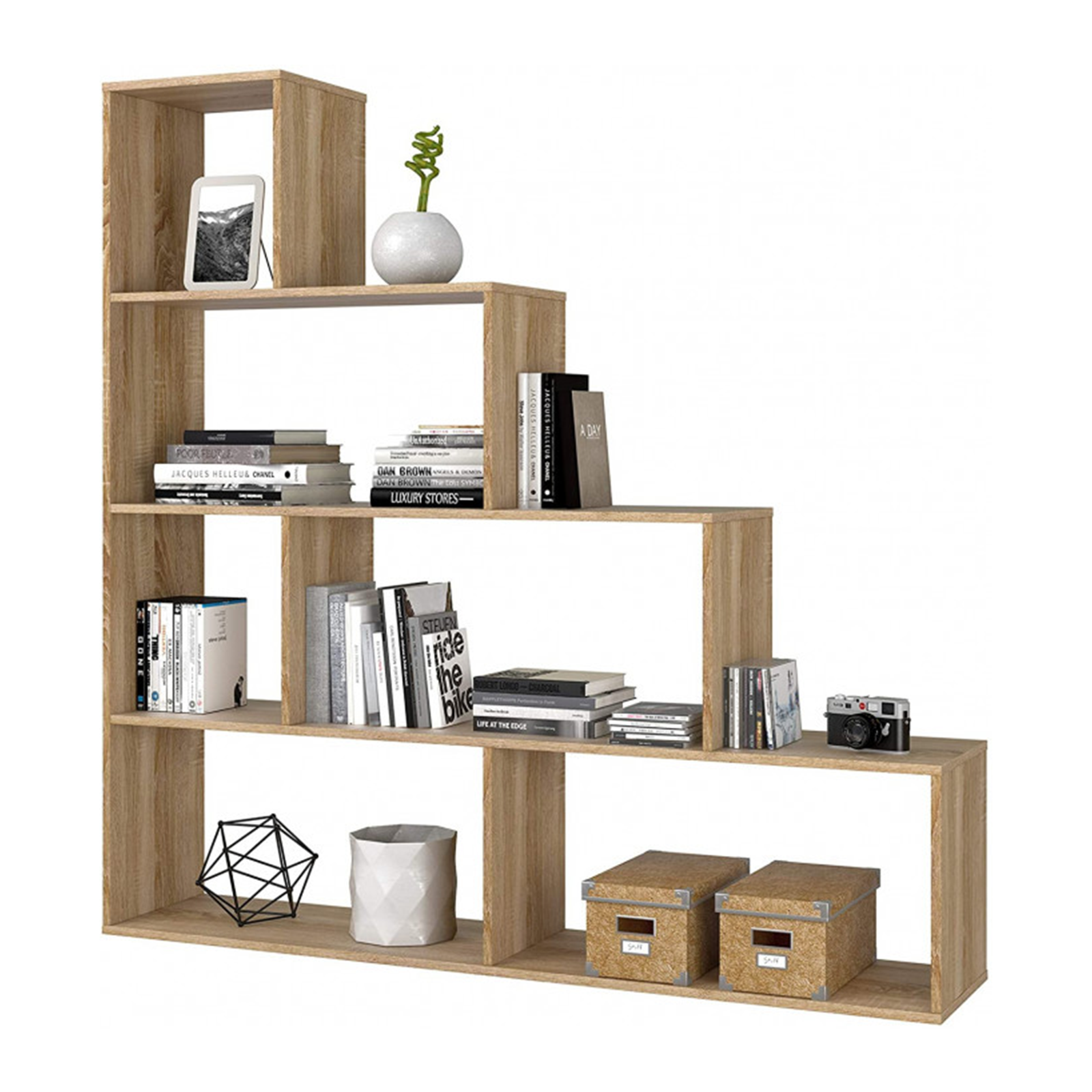 Libreria moderna Klum Canadian Rovere a 6 ripiani da soggiorno