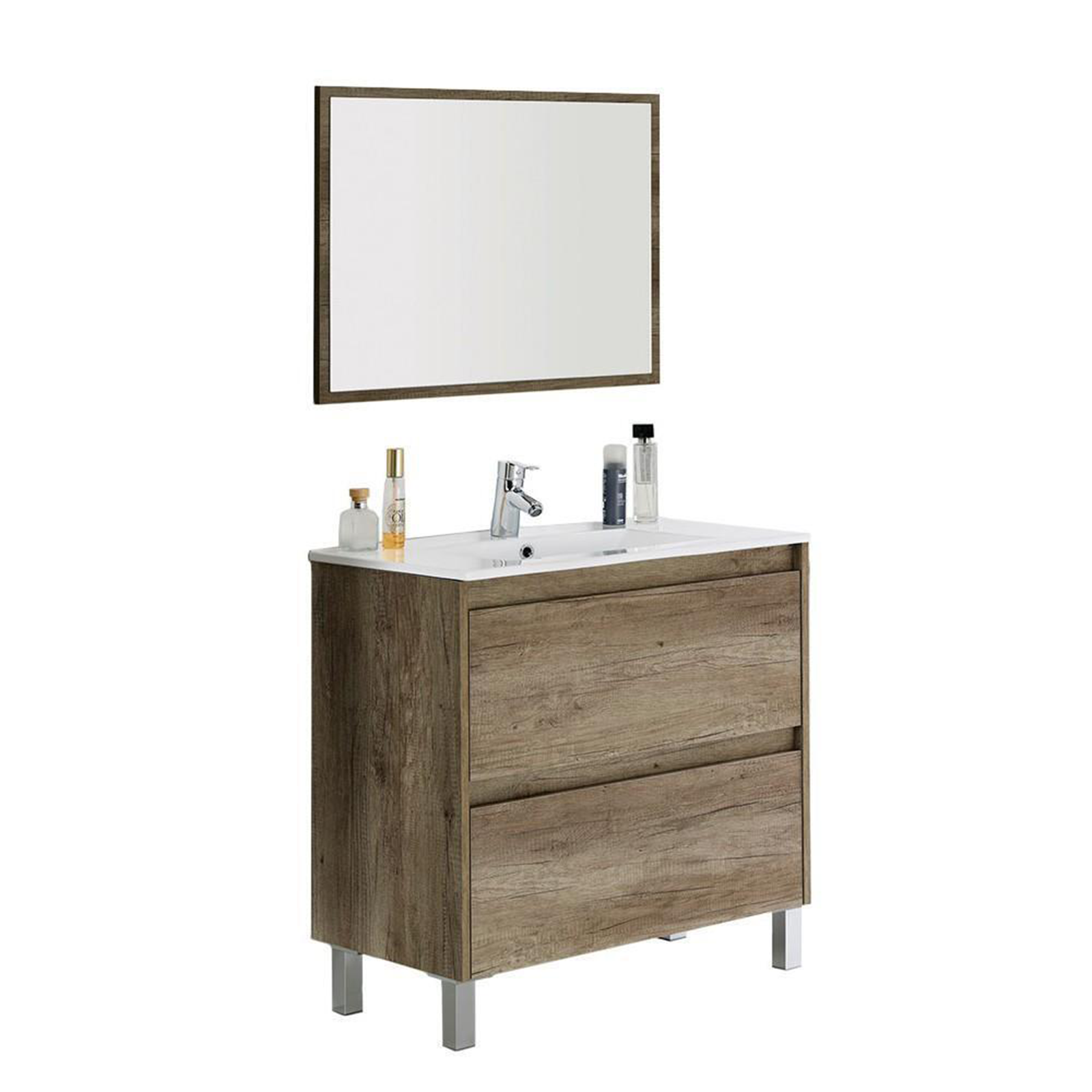 Mobile da bagno Dakota mobile con cassetti in legno rovere Nordik