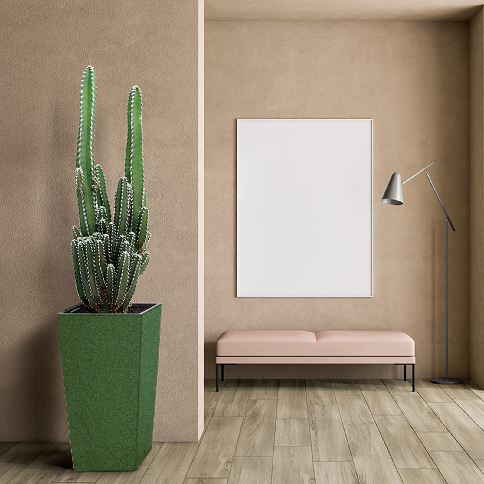 Vaso fioriera Ecodeco in plastica e legno biodegradabile