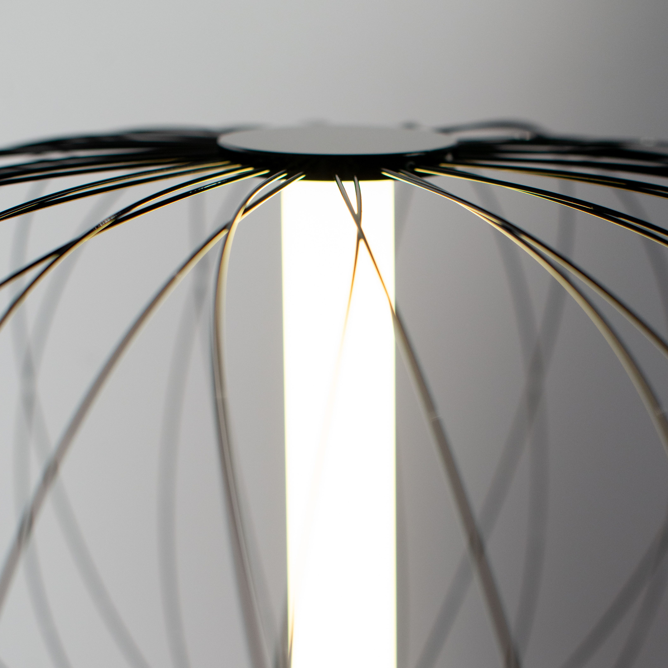 "Jaula" LED floor, table and hanging lamp with steel shade