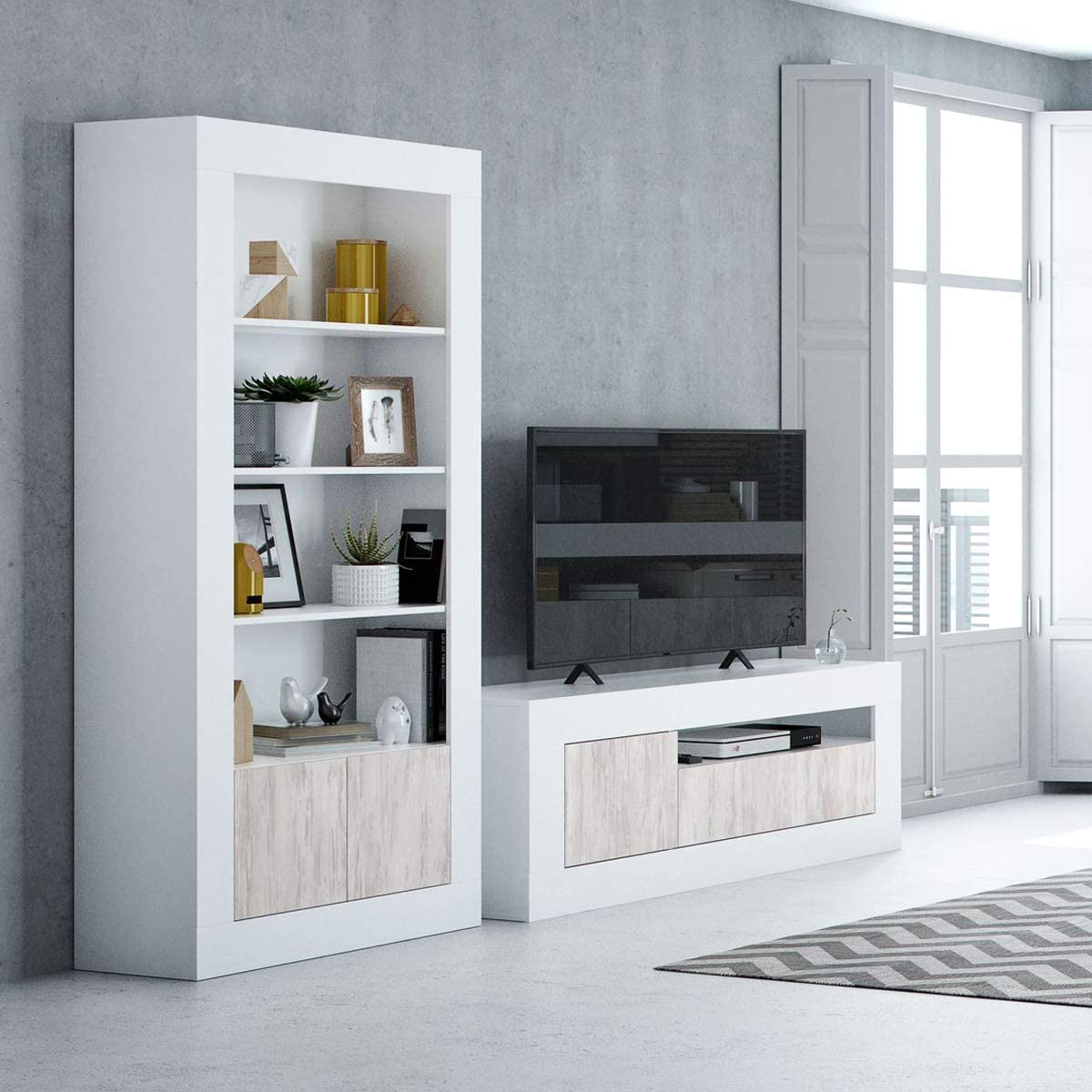 Mobile porta tv Baltik in truciolare rovere a 2 ante con 1 ripiano cm 139x42 53h