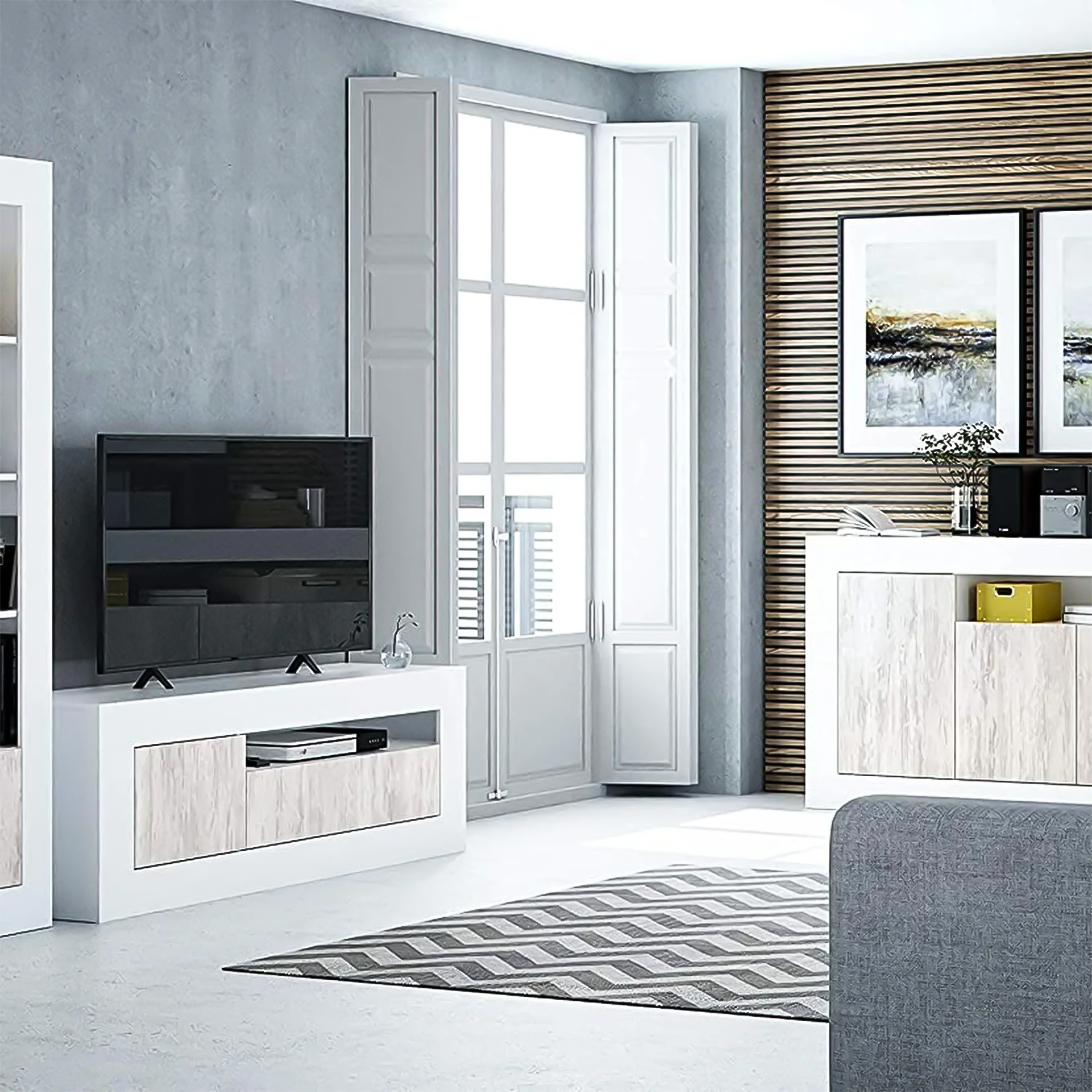 Mobile porta tv Baltik in truciolare rovere a 2 ante con 1 ripiano cm 139x42 53h