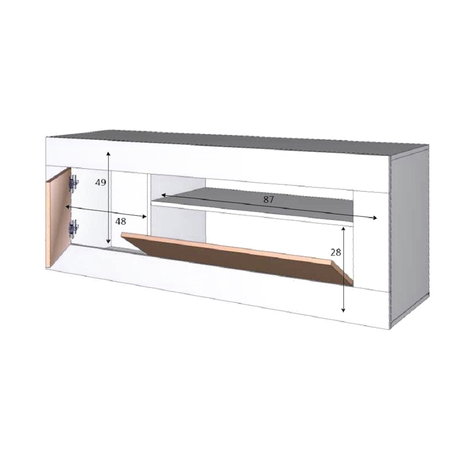 Mobile porta tv Baltik in truciolare rovere a 2 ante con 1 ripiano cm 139x42 53h