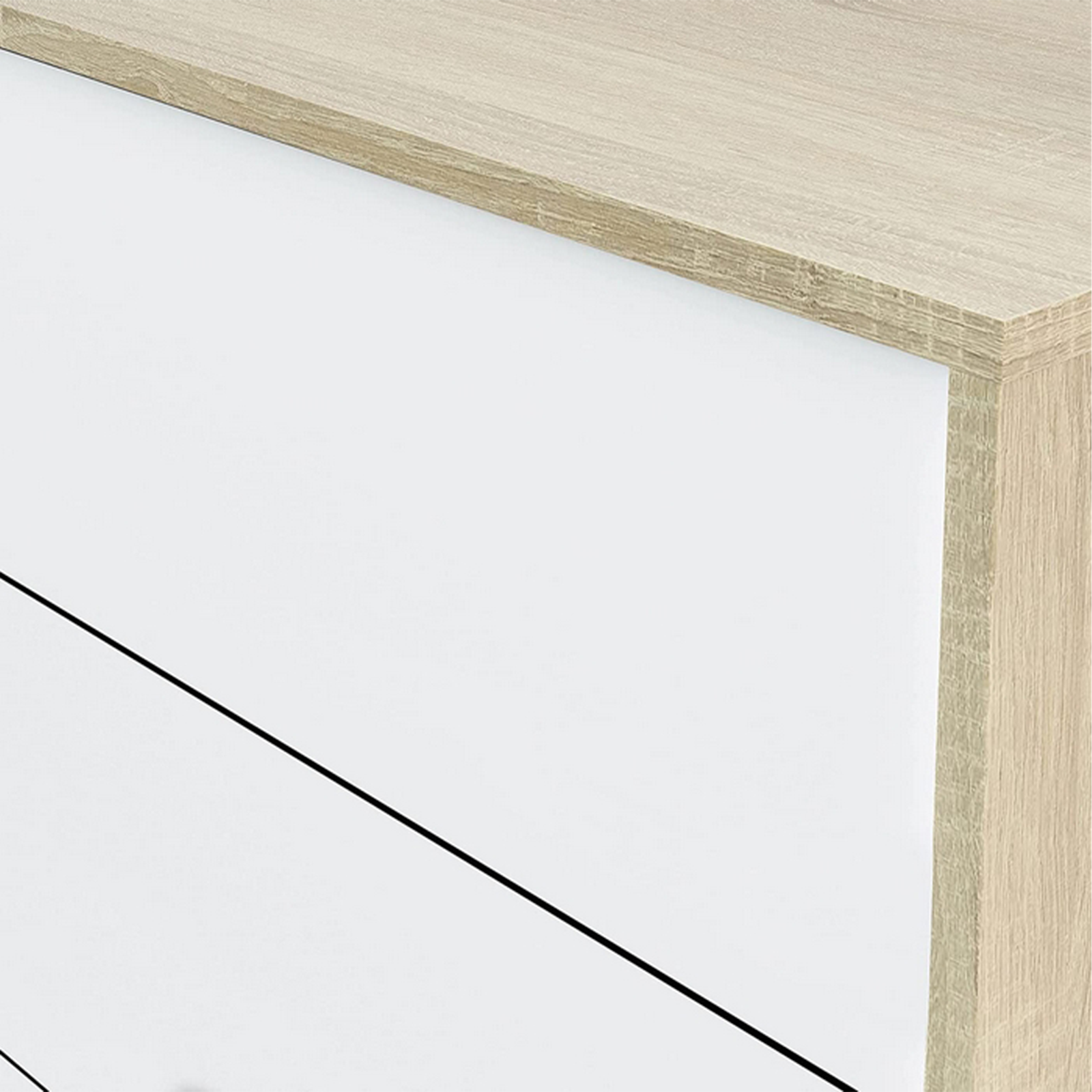 Credenza Brooklyn in truciolare rovere e bianco a 2 ante con 3 ripiano cm 154x41 74h
