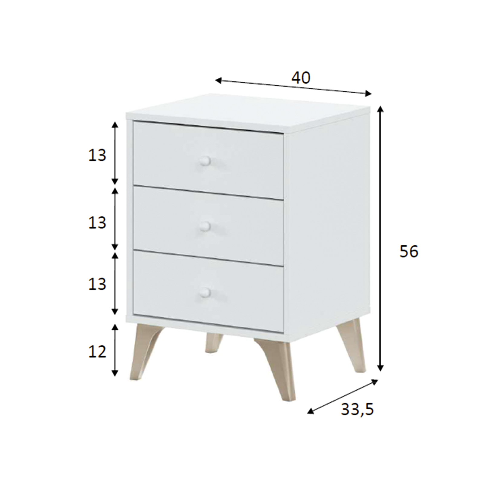 Set mobili per camera da letto Sweet cassettiera e comodino in truciolare bianco